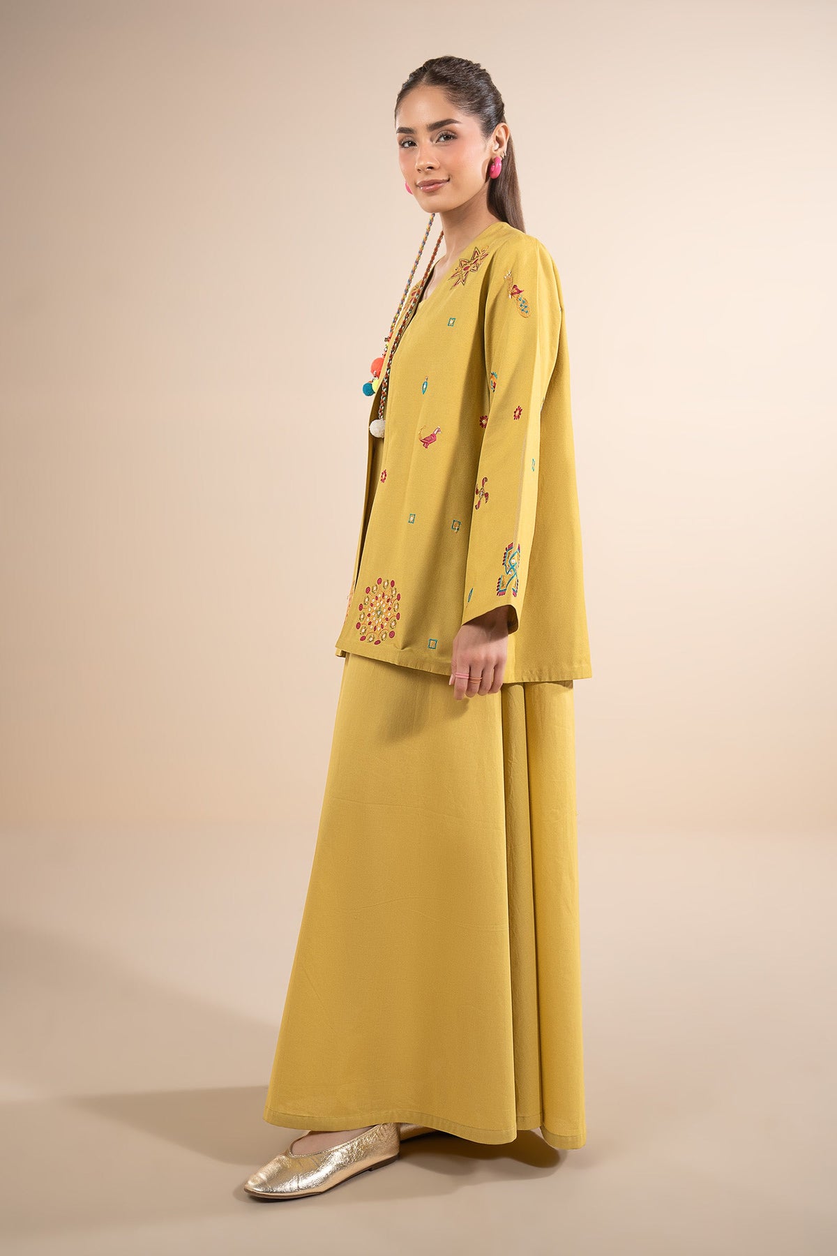 2 Pc Embroidered Linen Suit
