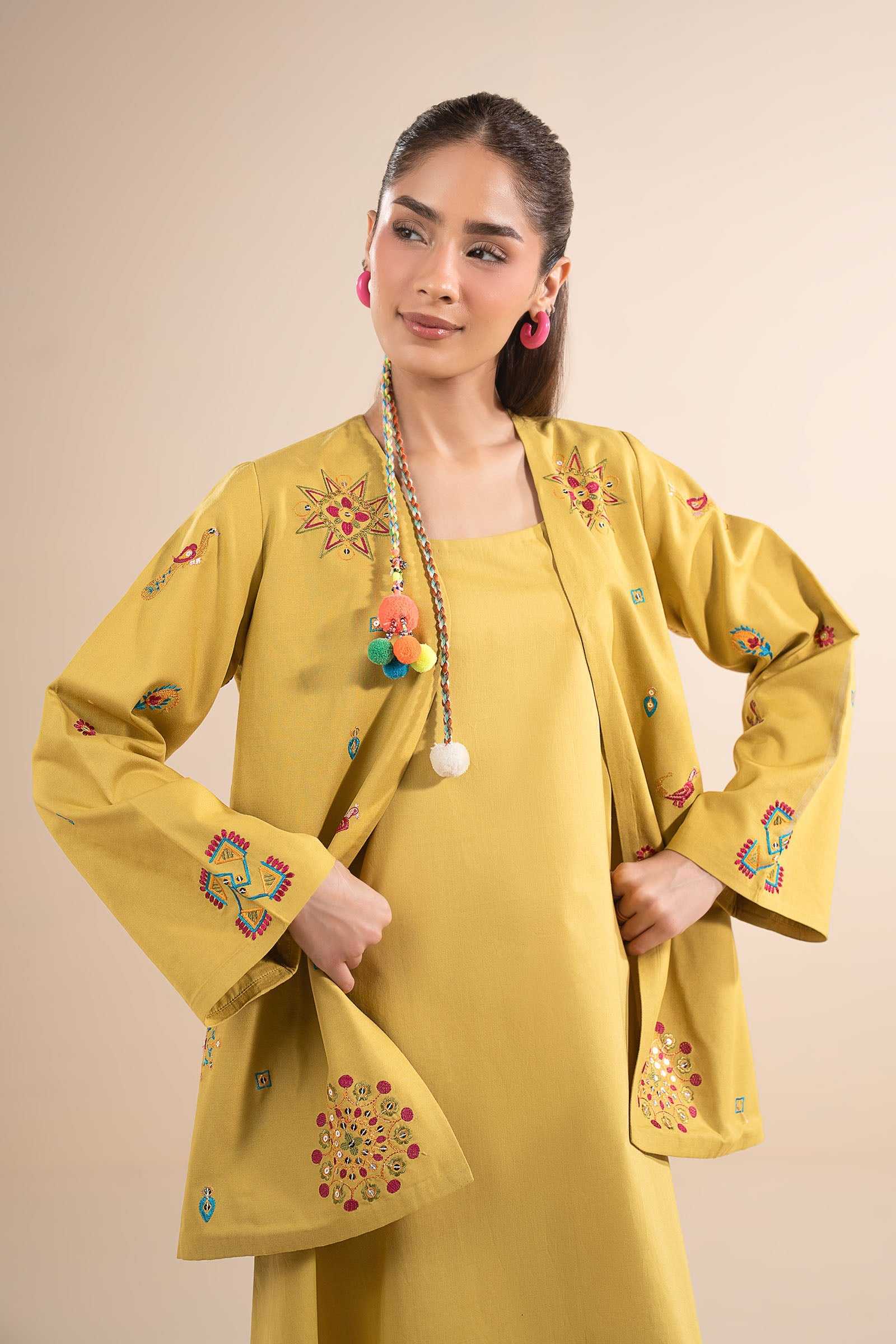 2 Pc Embroidered Linen Suit