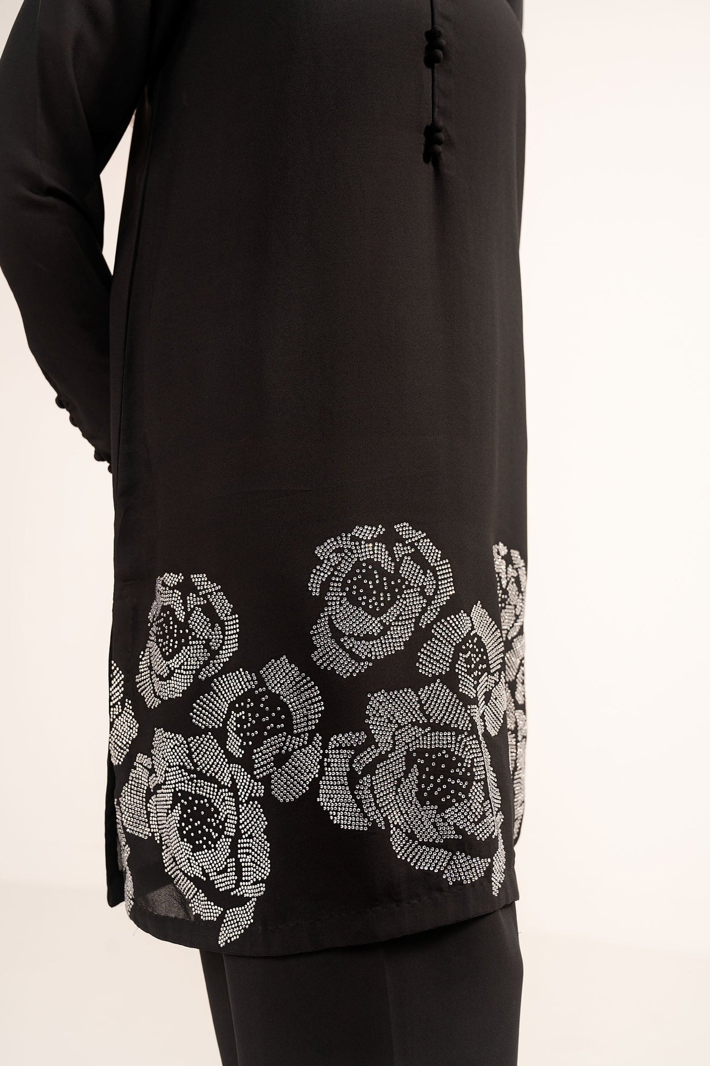 3 Pc Embellished Raw Silk Suit