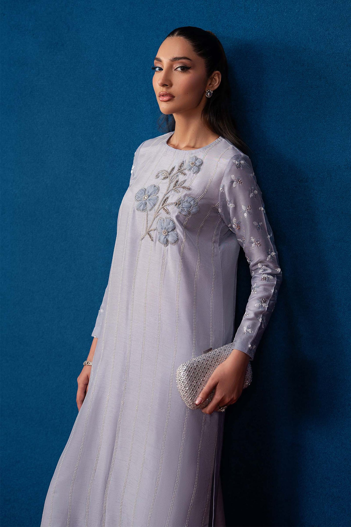 2 Pc Embellished Raw Silk Suit