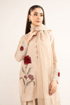 3 Pc Printed Raw Silk Suit