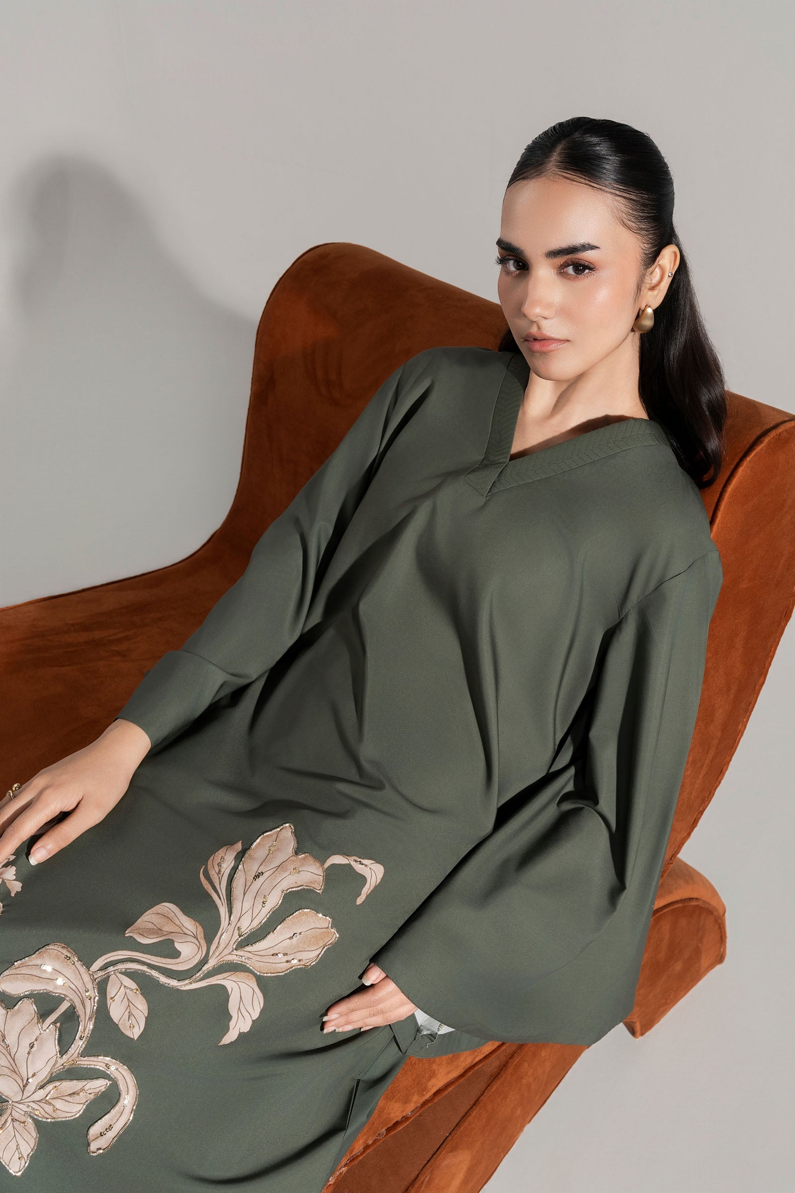 2 Pc Printed Raw Silk Suit