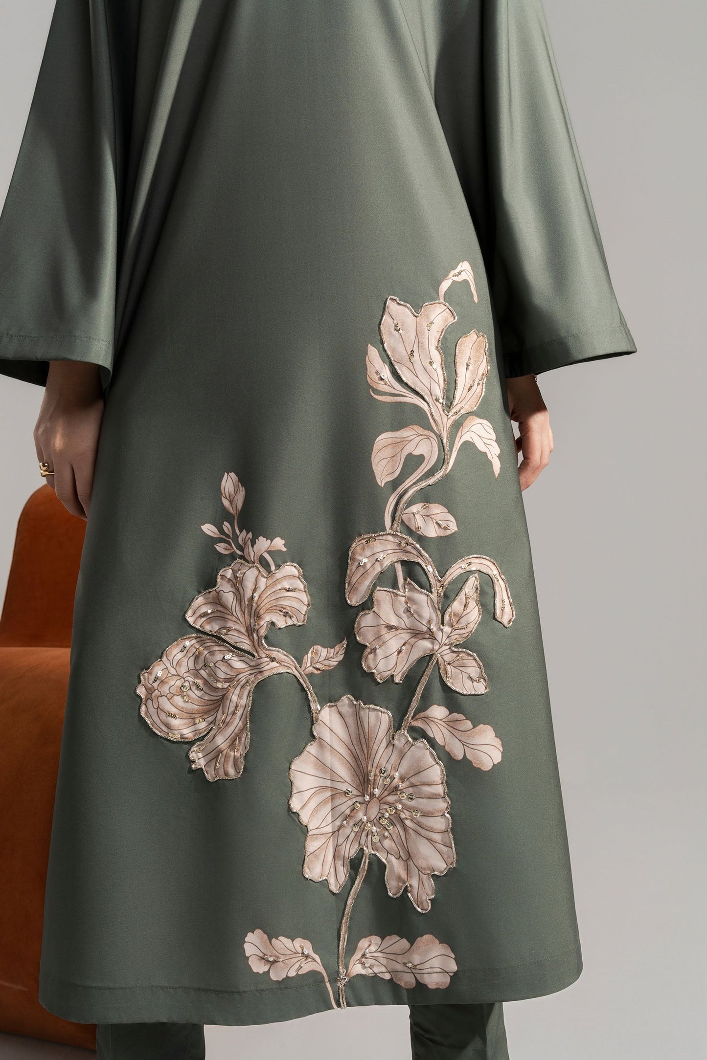 2 Pc Printed Raw Silk Suit