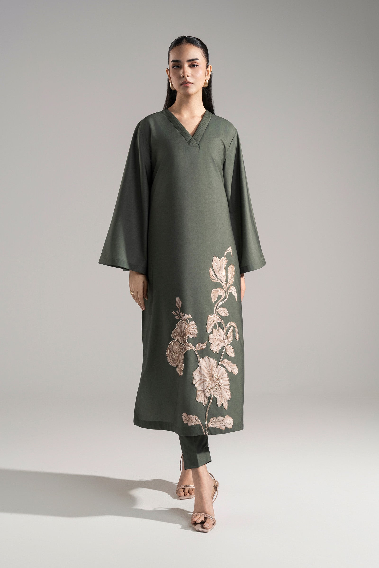 2 Pc Printed Raw Silk Suit