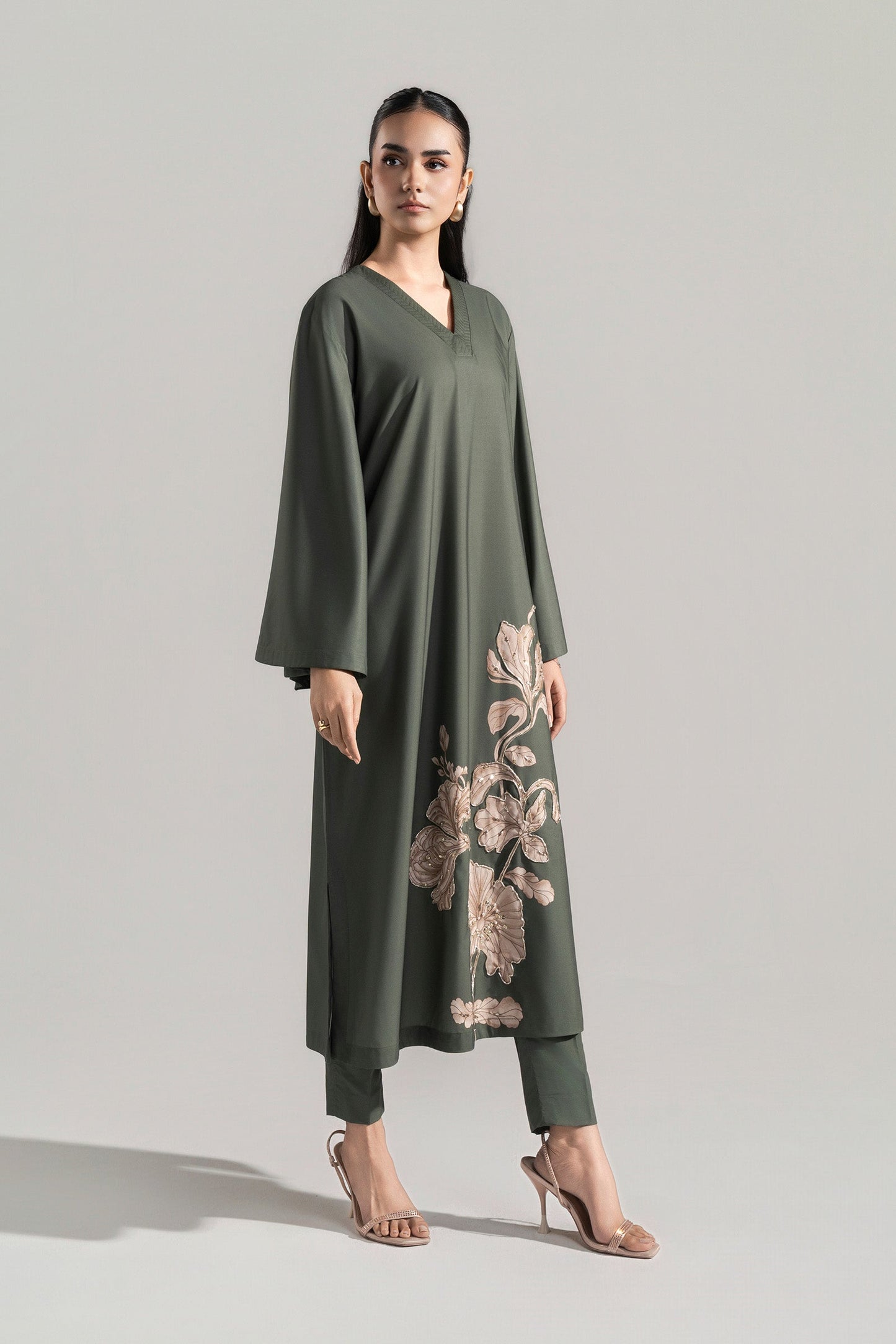 2 Pc Printed Raw Silk Suit