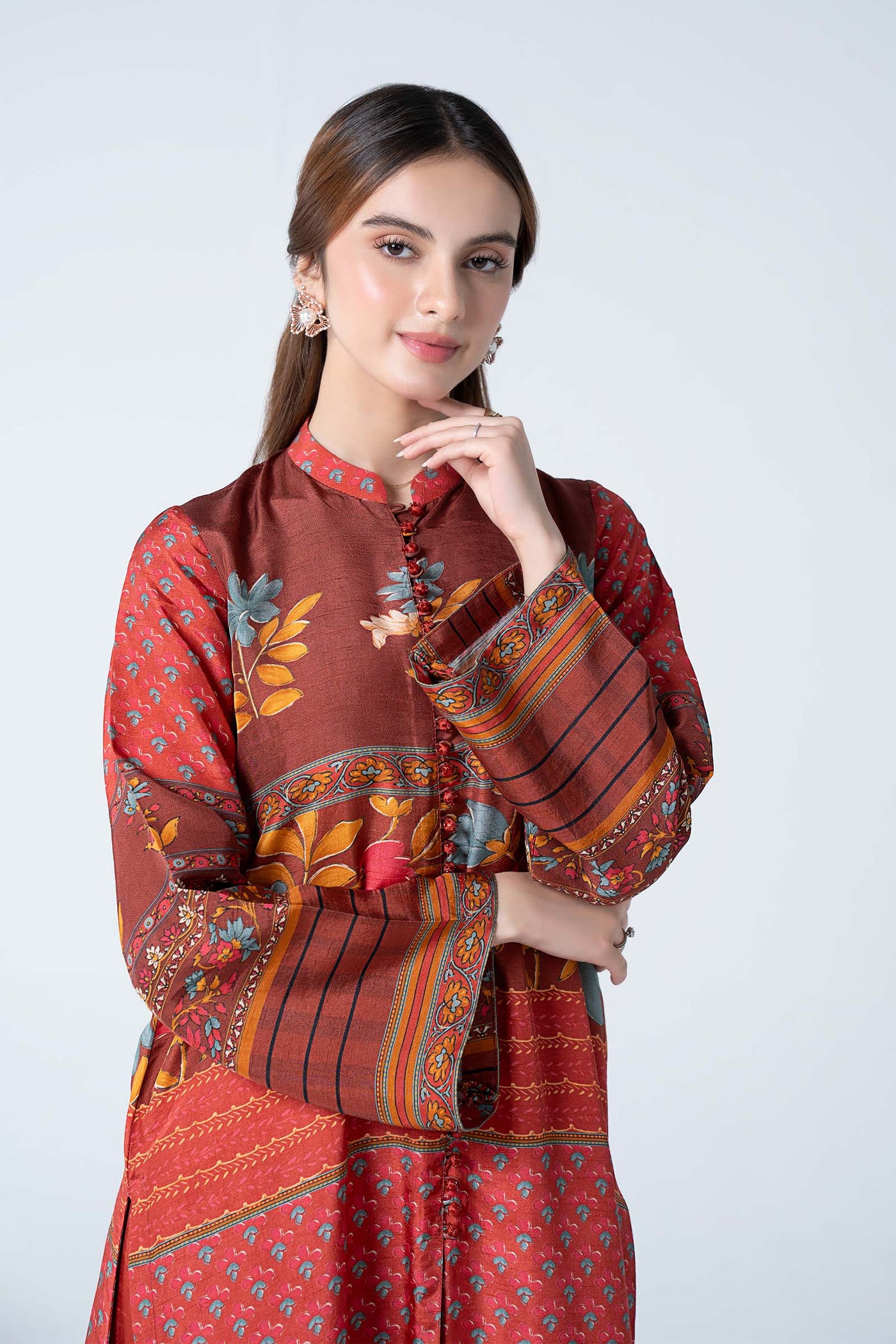 2 Pc Embroidered Raw Silk Suit