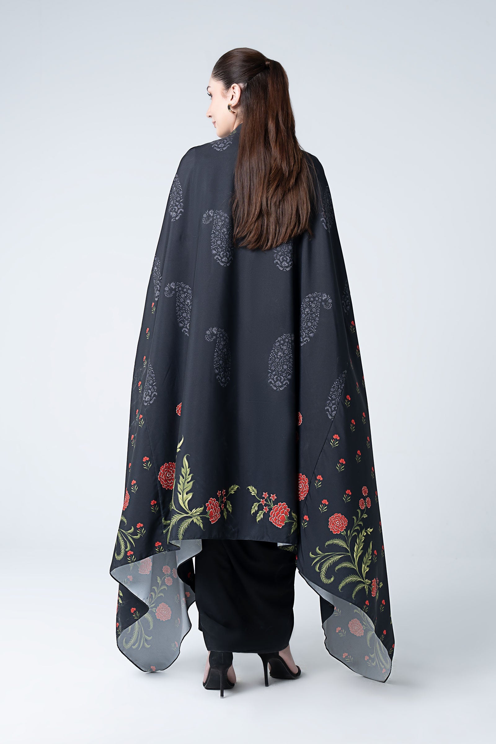 2 Pc Printed Raw Silk Suit