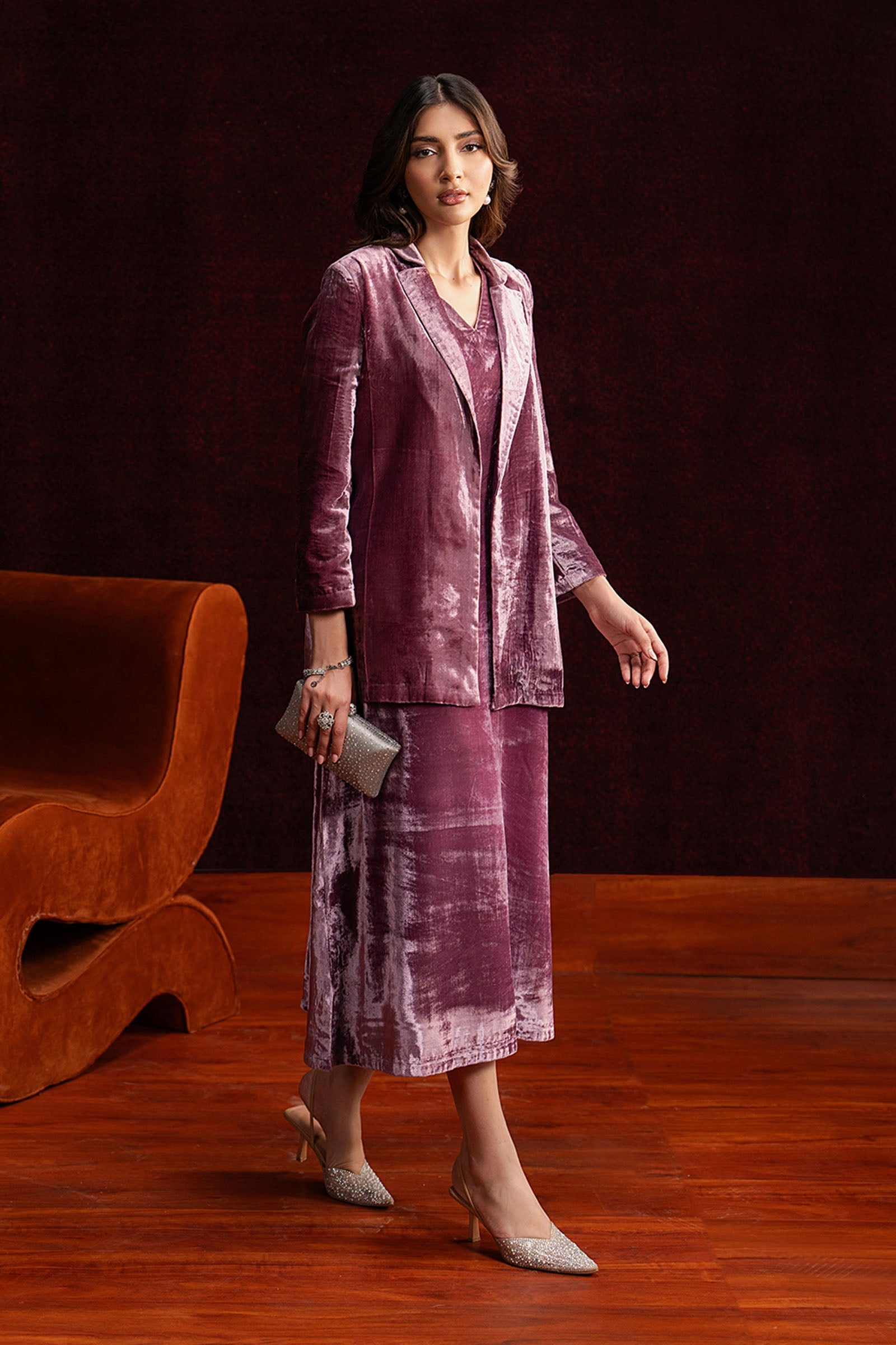 2 Pc Dyed Velvet Suit