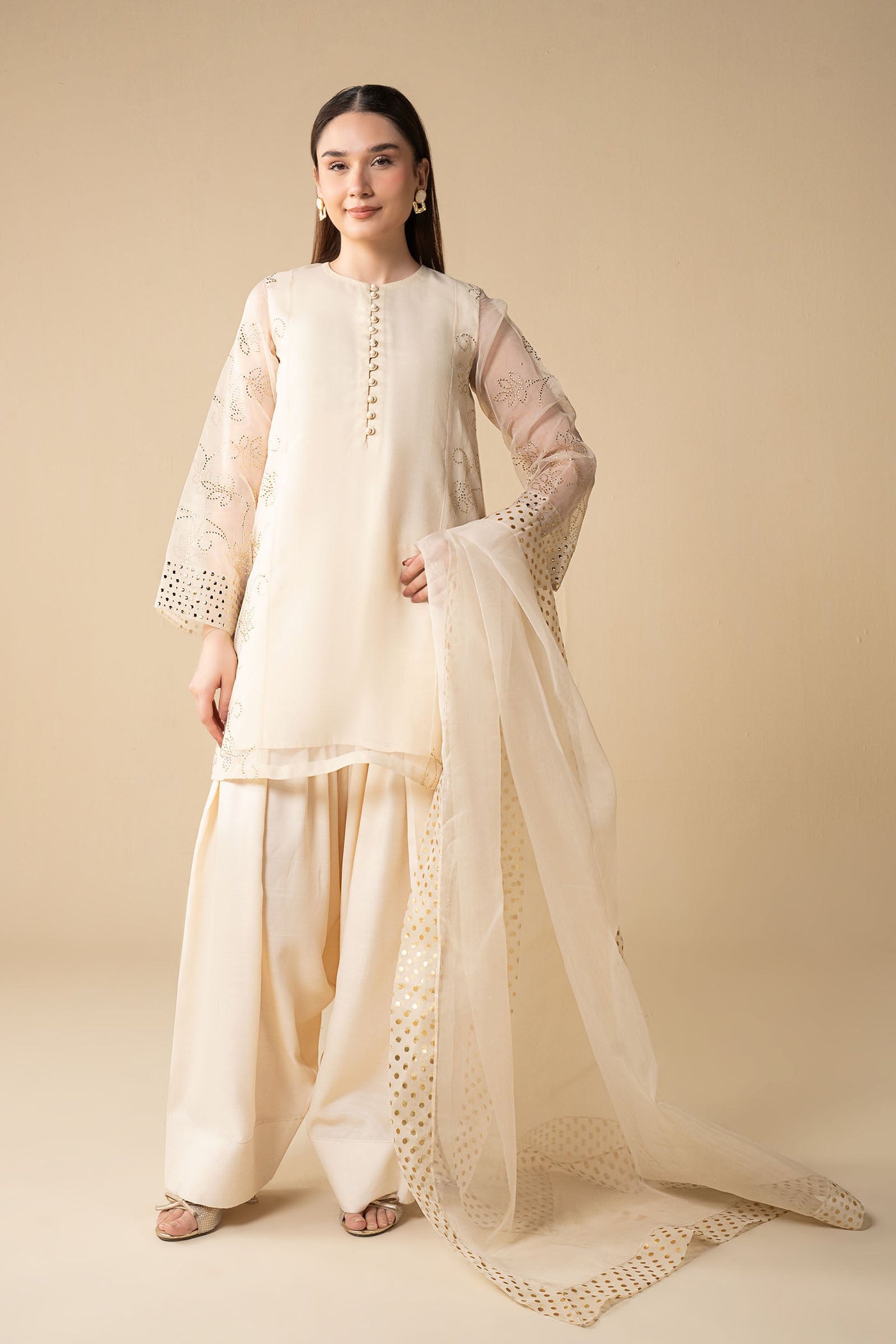 3 Pc Embellished Organza Suit