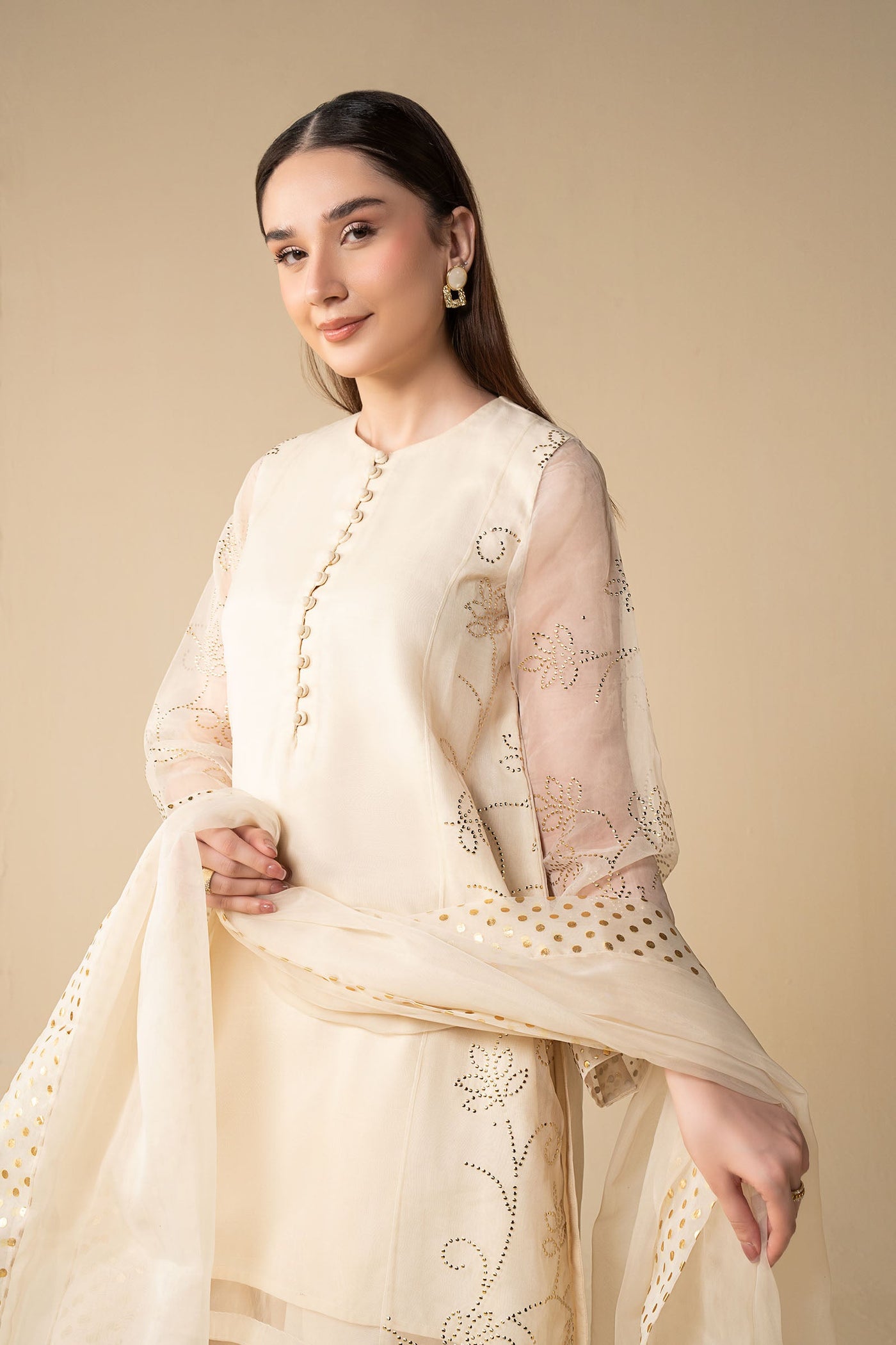 3 Pc Embellished Organza Suit