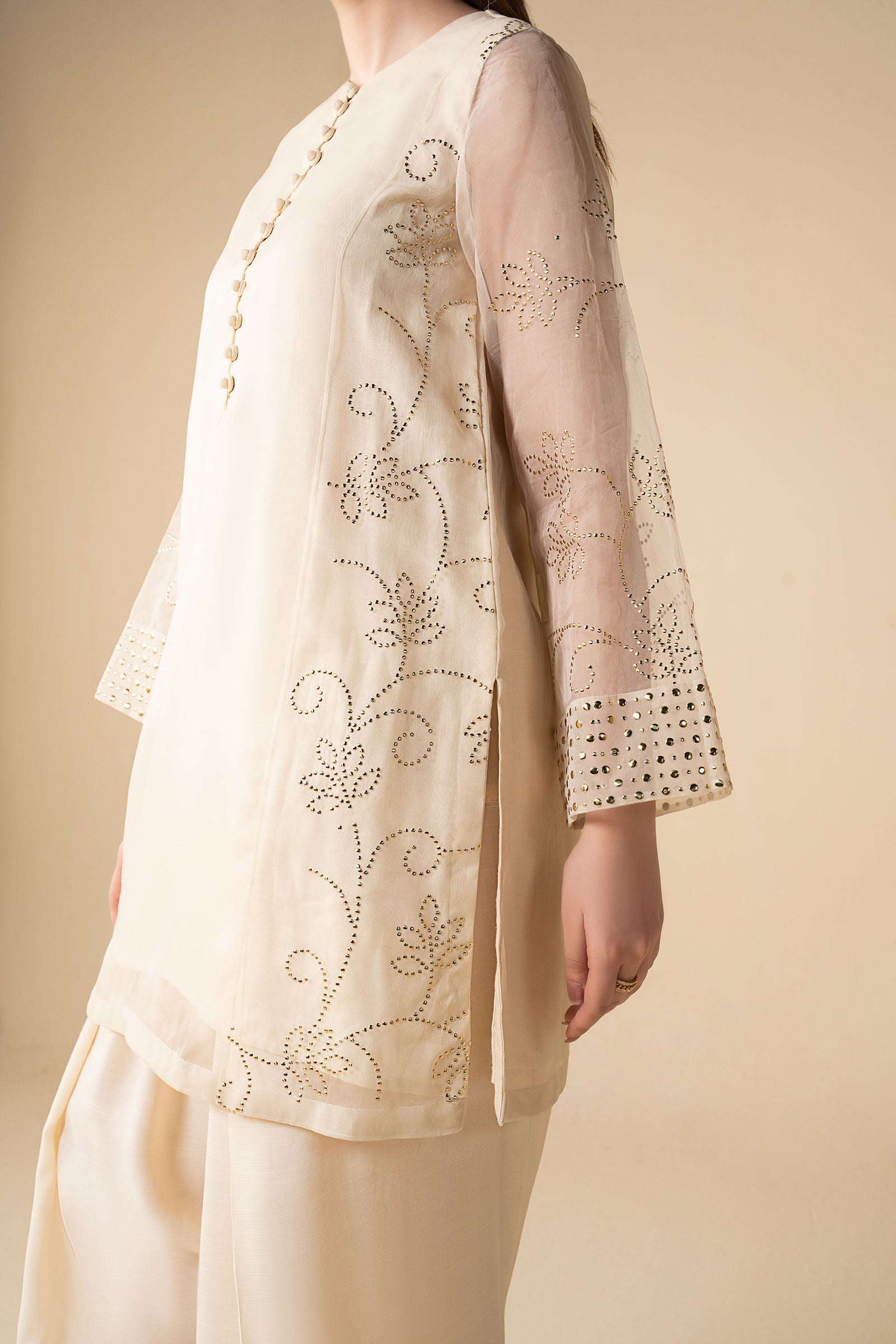 3 Pc Embellished Organza Suit