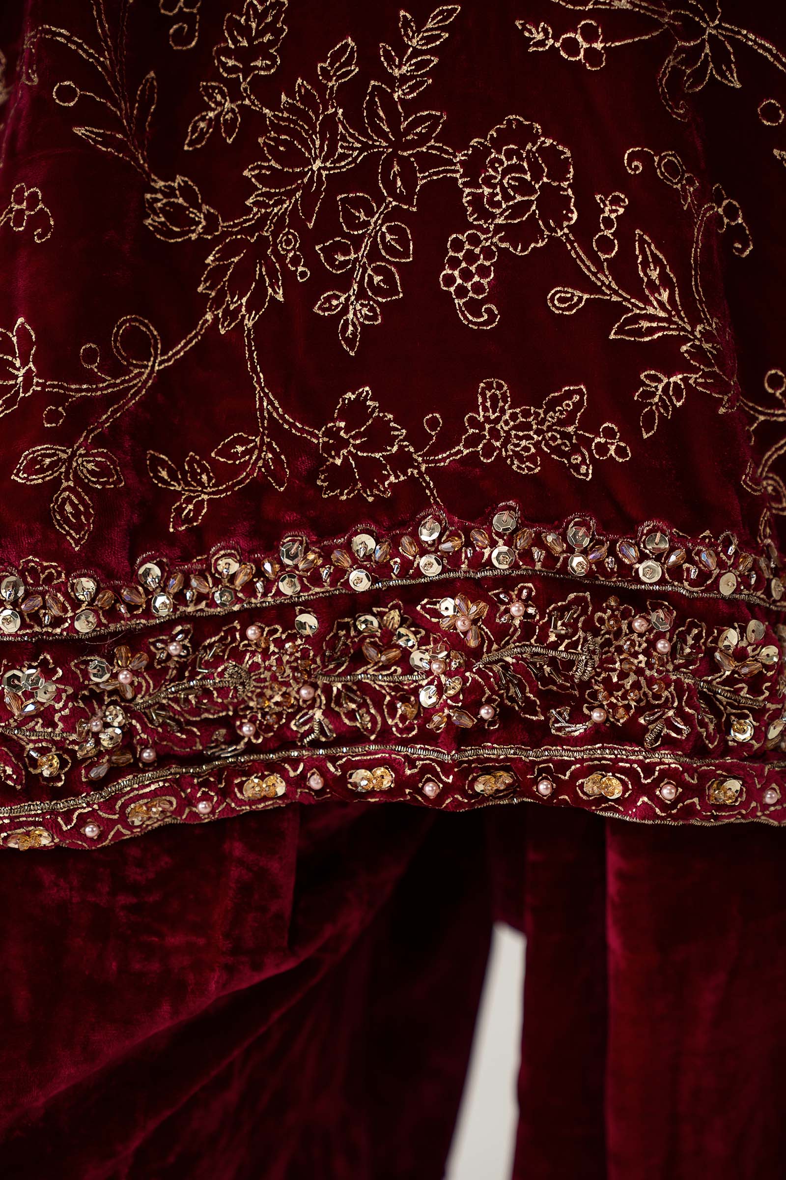 3 Pc Embellished Velvet Suit