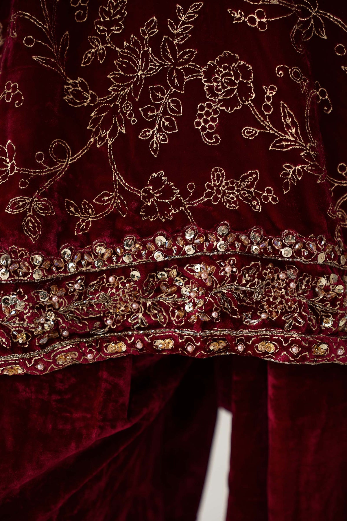 3 Pc Embellished Velvet Suit