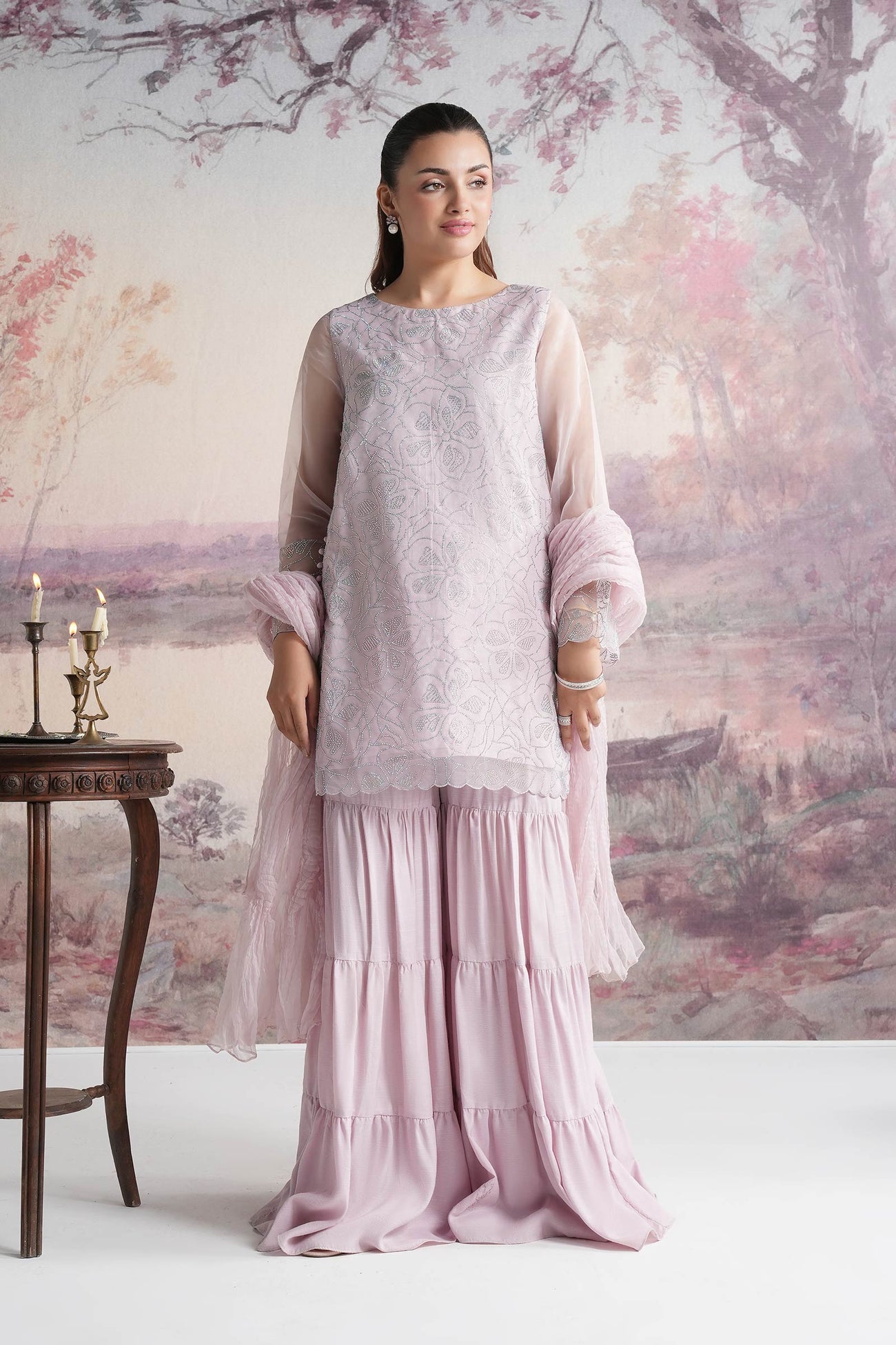 3 Pc Embellished Organza Suit