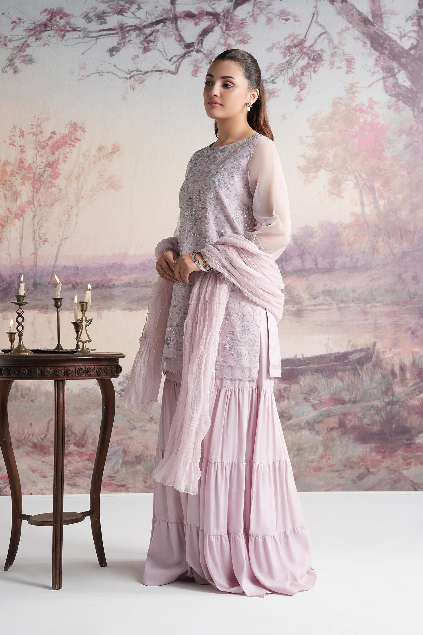 3 Pc Embellished Organza Suit