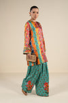 2 Pc Embellished Satin Silk Suit