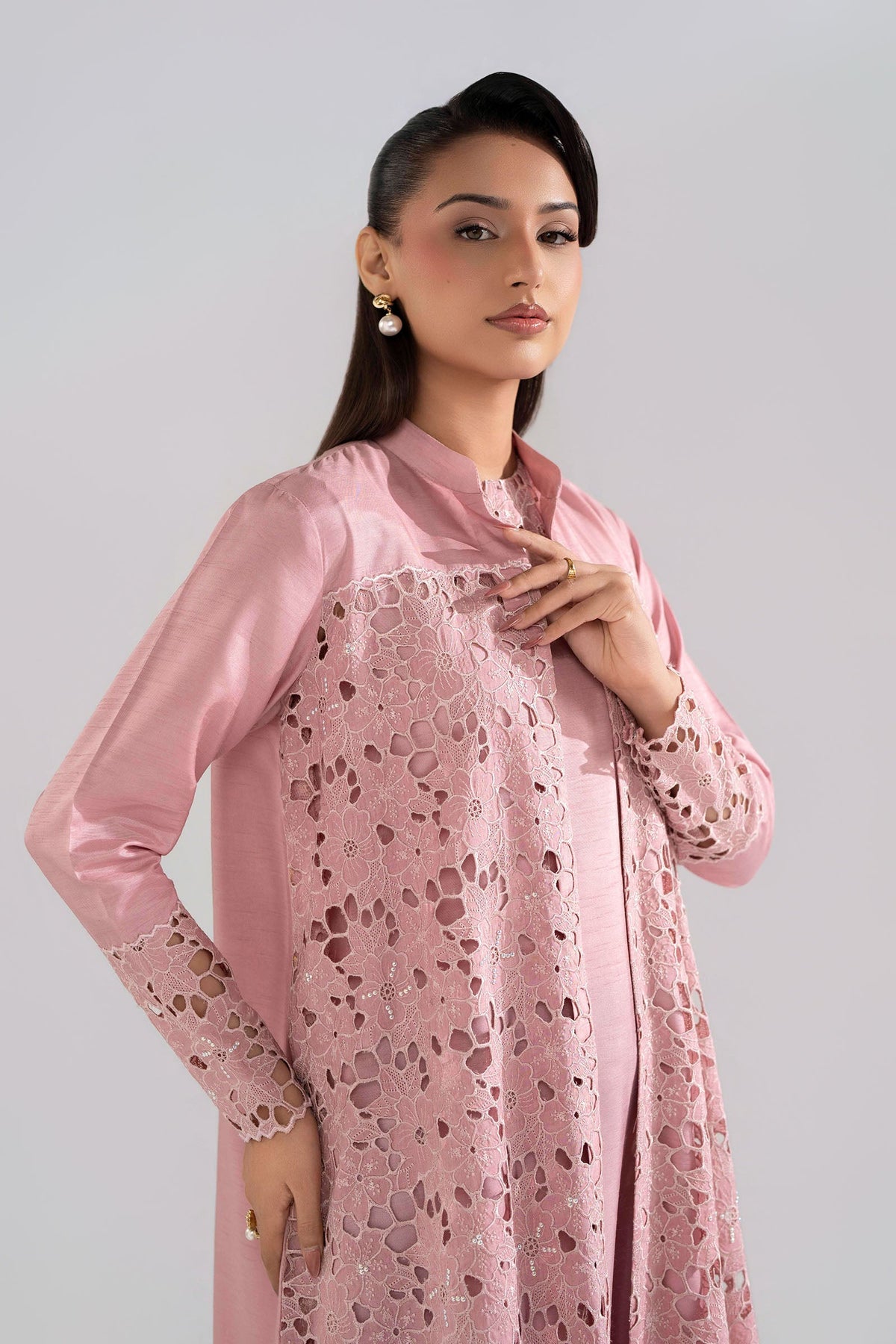 2 Pc Embroidered Bamberg Raw Silk Suit
