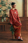 2 Pc Printed Satin Silk Suit