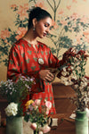 2 Pc Printed Satin Silk Suit