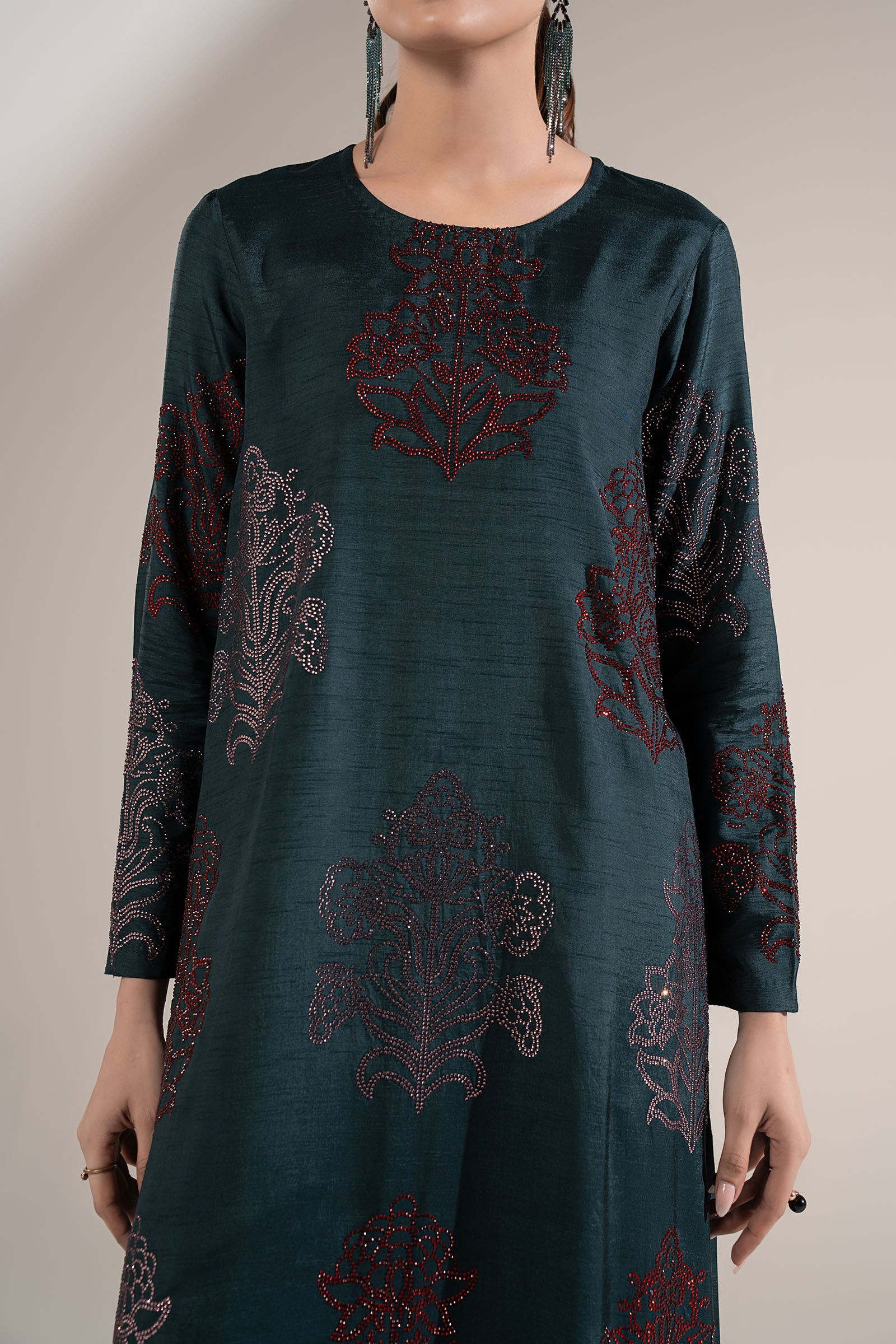2 Pc Embellished Bamberg Raw Silk Suit