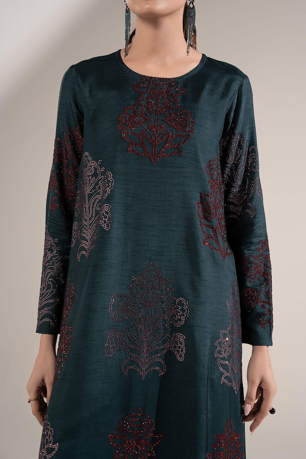 2 Pc Embellished Bamberg Raw Silk Suit
