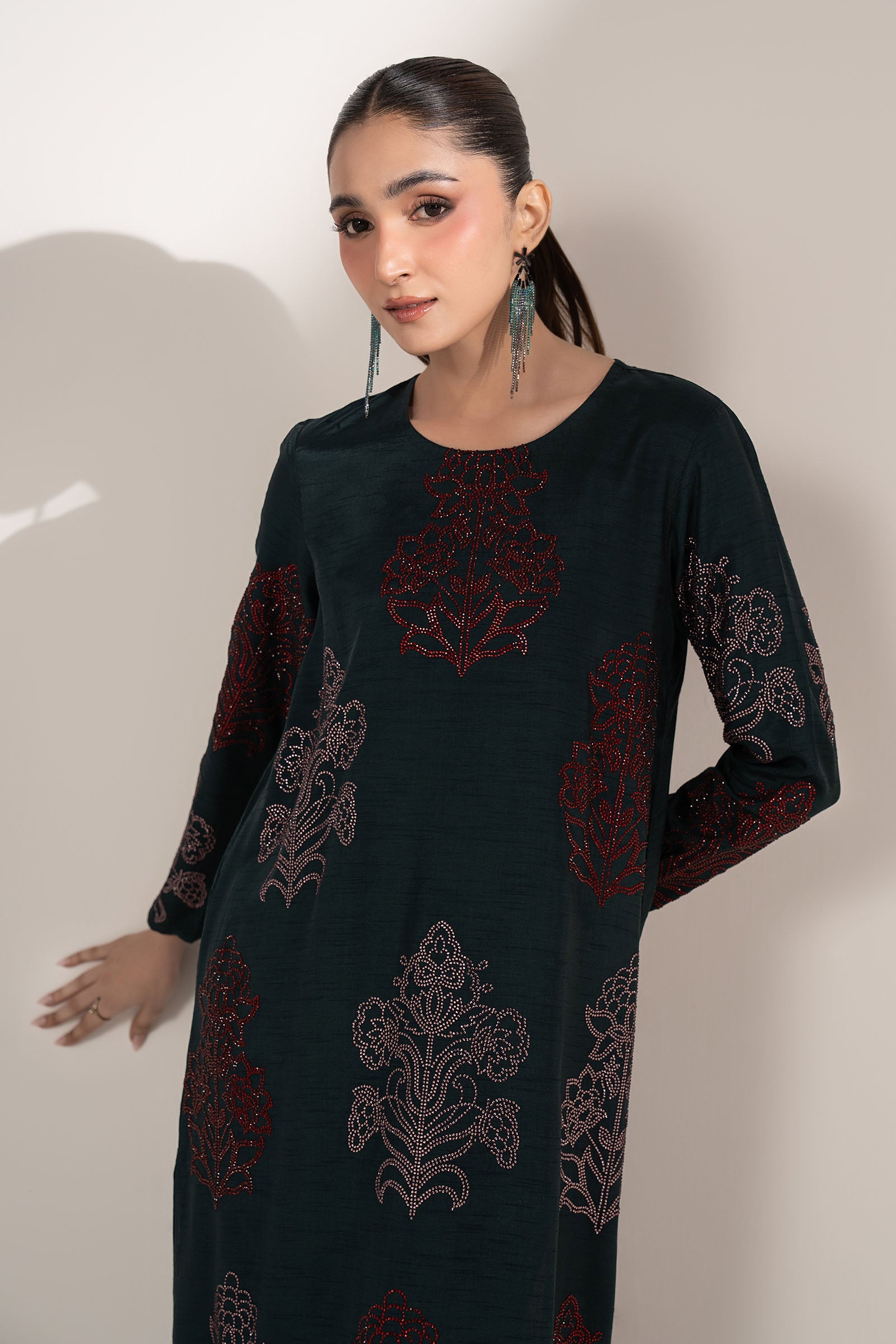 2 Pc Embellished Bamberg Raw Silk Suit