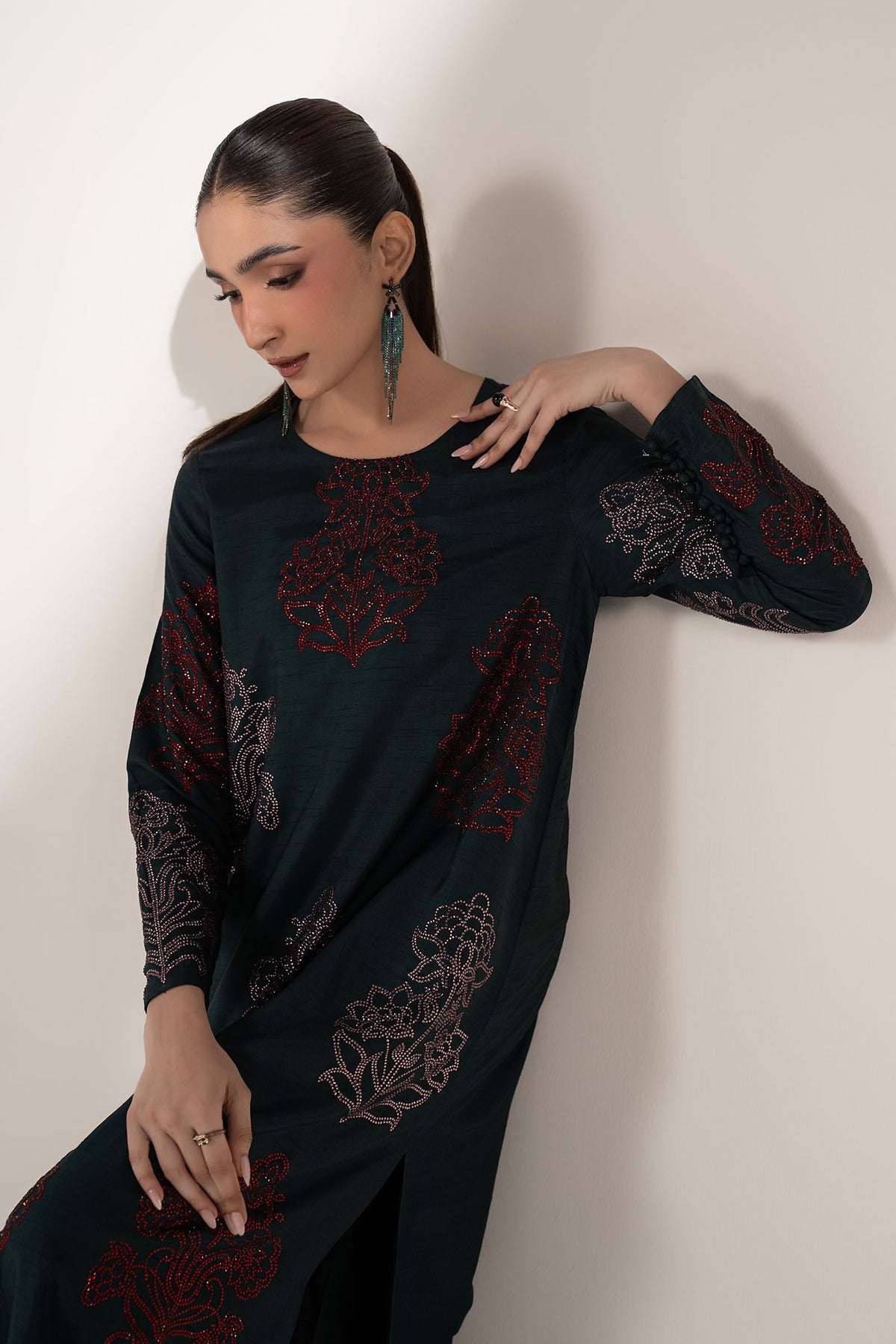 2 Pc Embellished Bamberg Raw Silk Suit