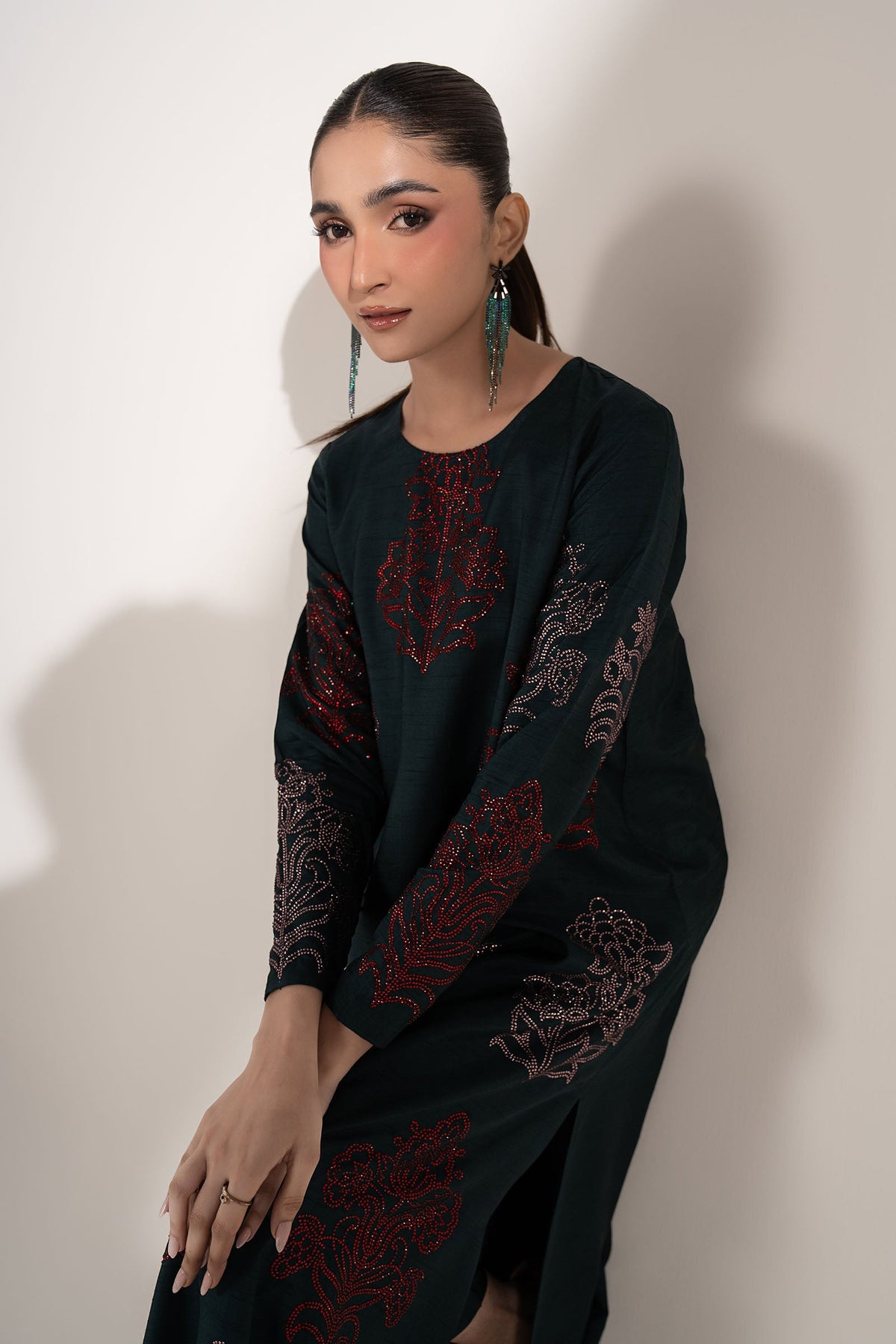 2 Pc Embellished Bamberg Raw Silk Suit