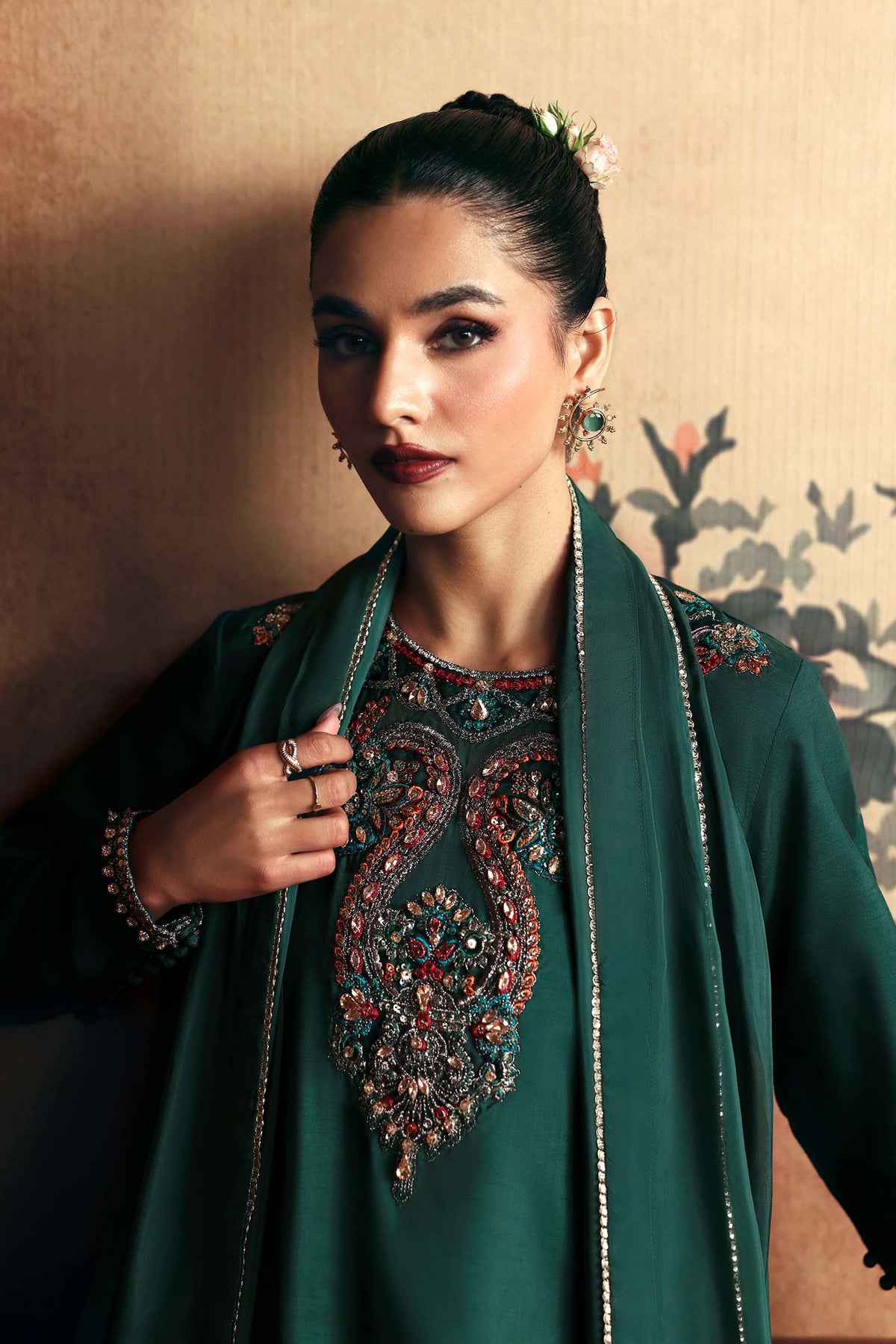 3 Pc Embellished Bamberg Raw Silk Suit