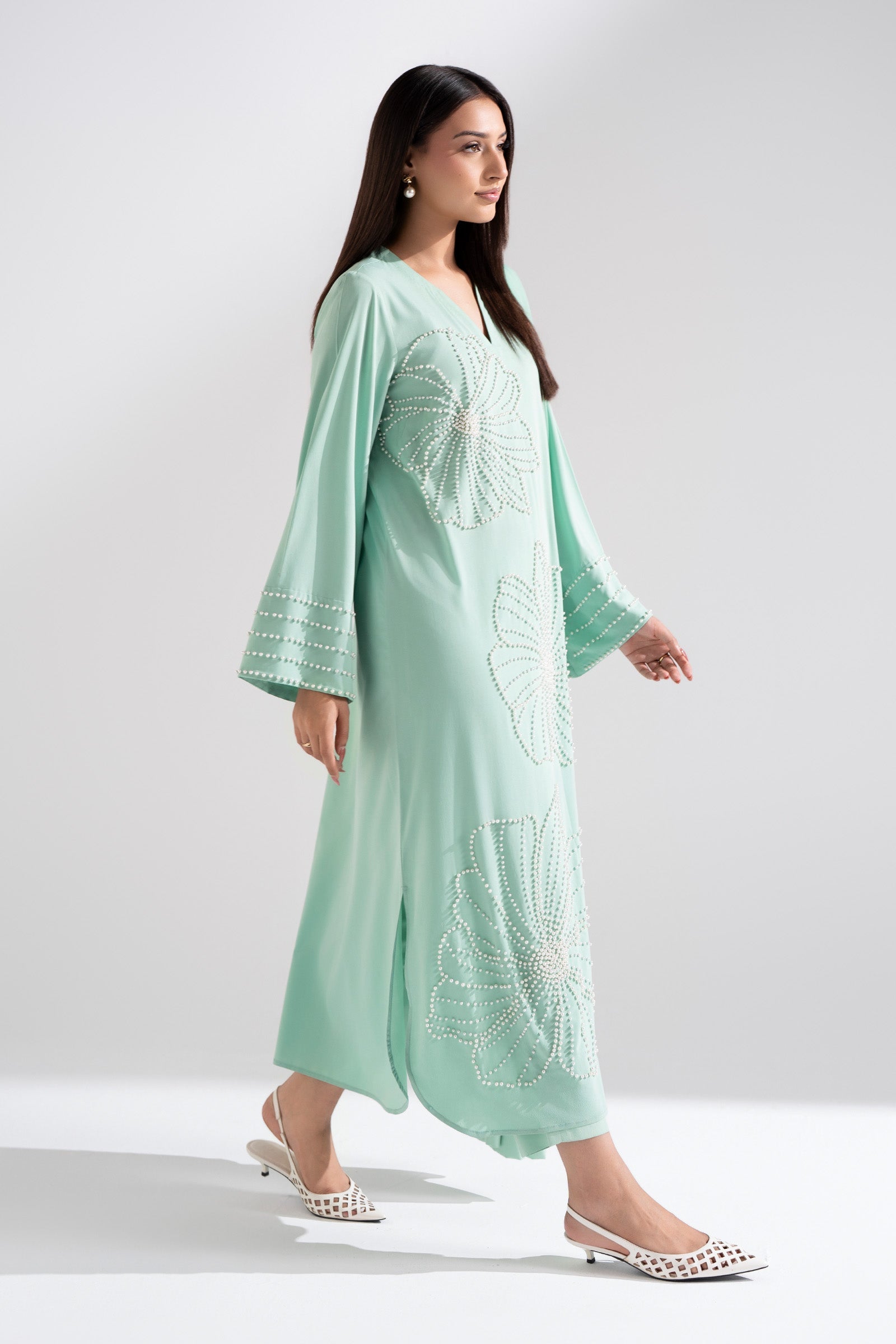 3 Pc Embellished Crepe Suit