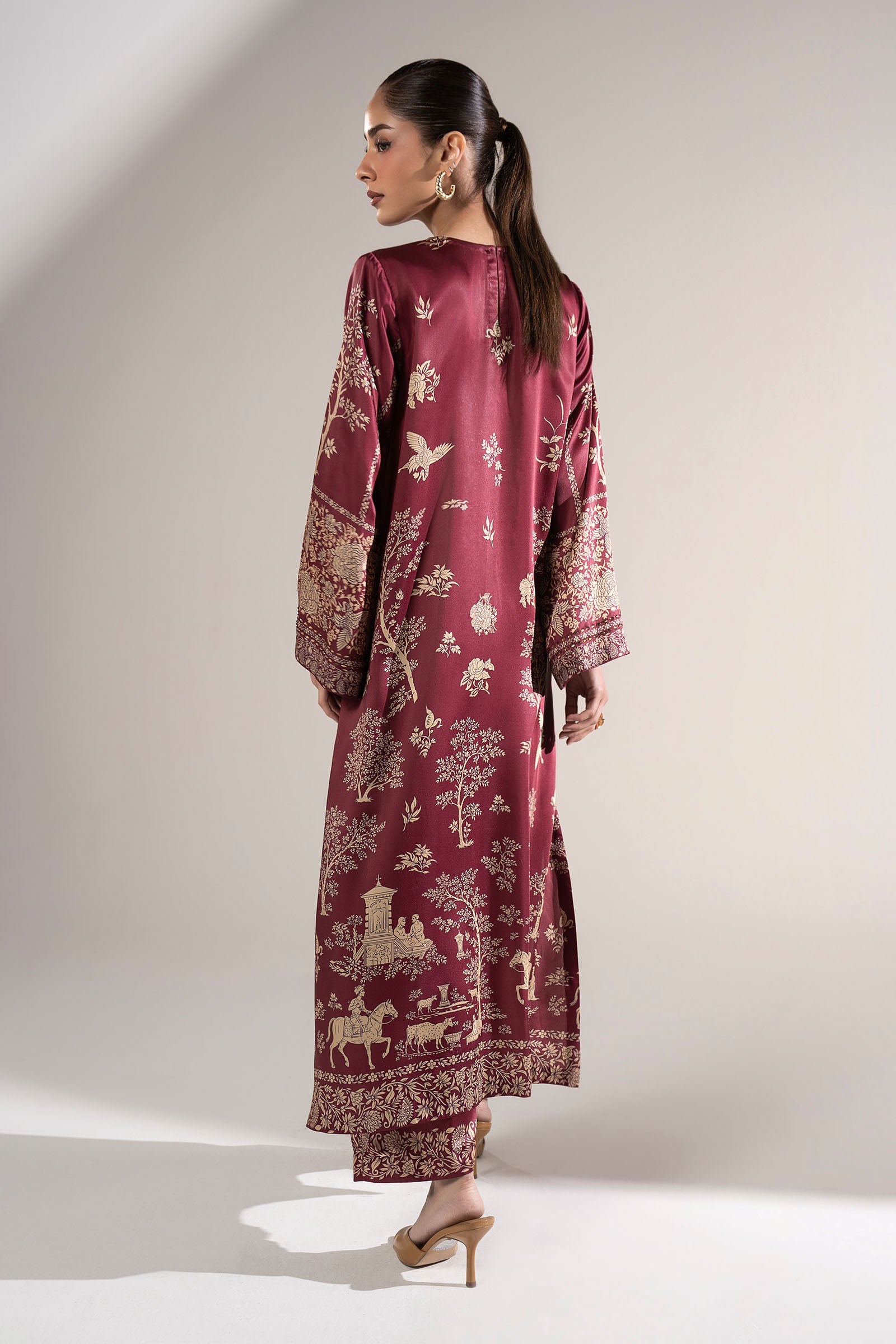 2 Pc Embellished Satin Silk Suit