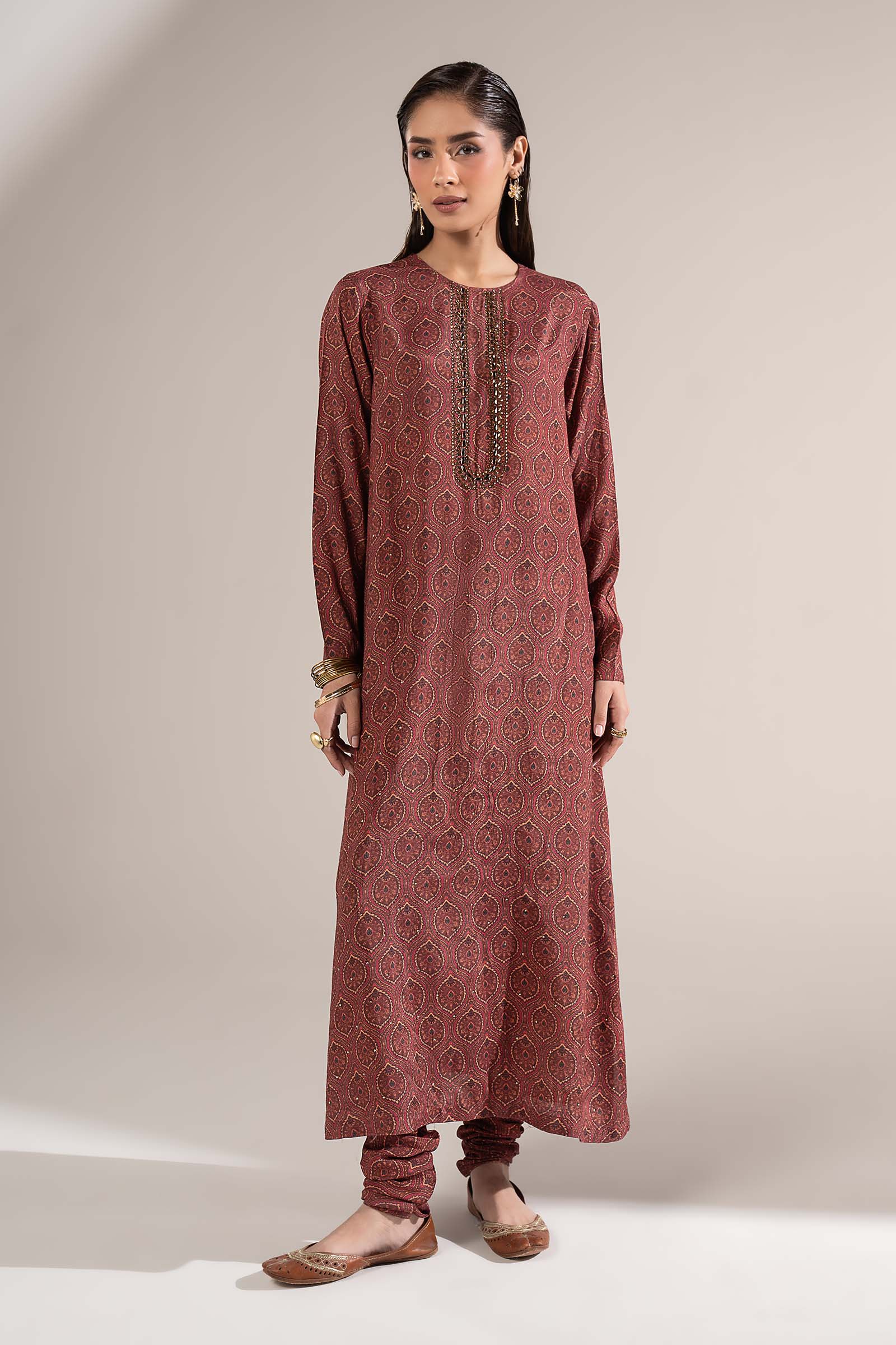 2 Pc Embellished Raw Silk Suit