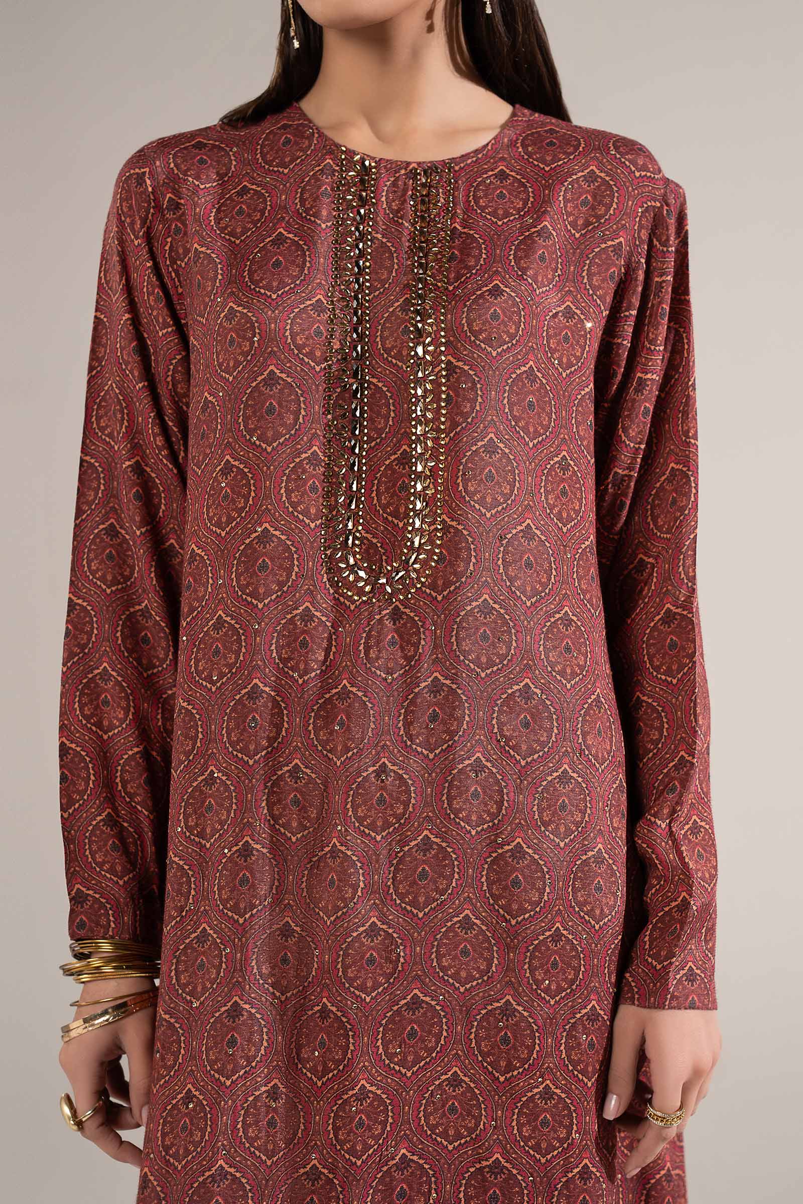2 Pc Embellished Raw Silk Suit