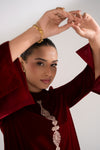 2 Pc Embroidered Velvet Suit