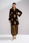 2 Pc Embroidered Velvet Suit