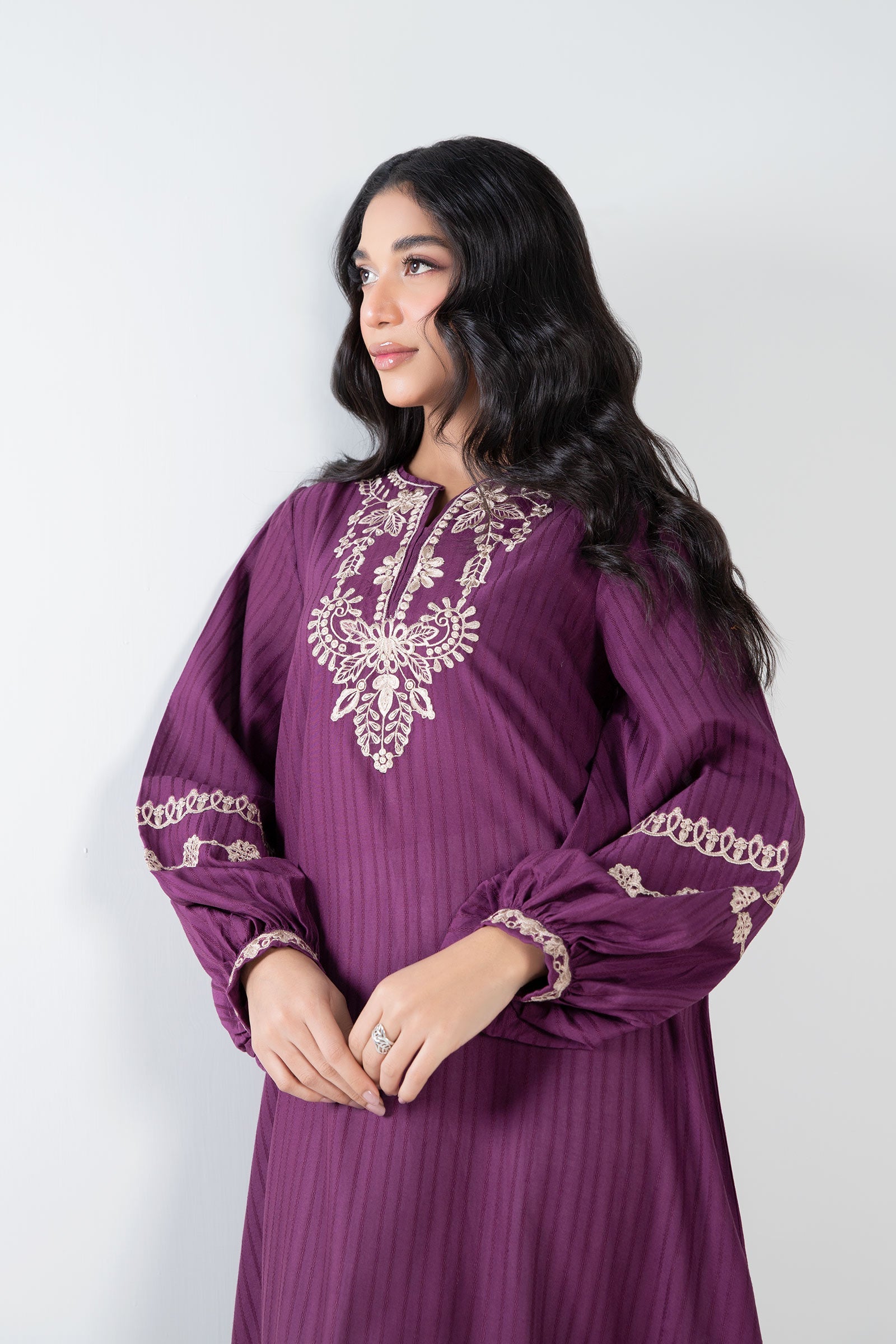 Embroidered Textured Frock