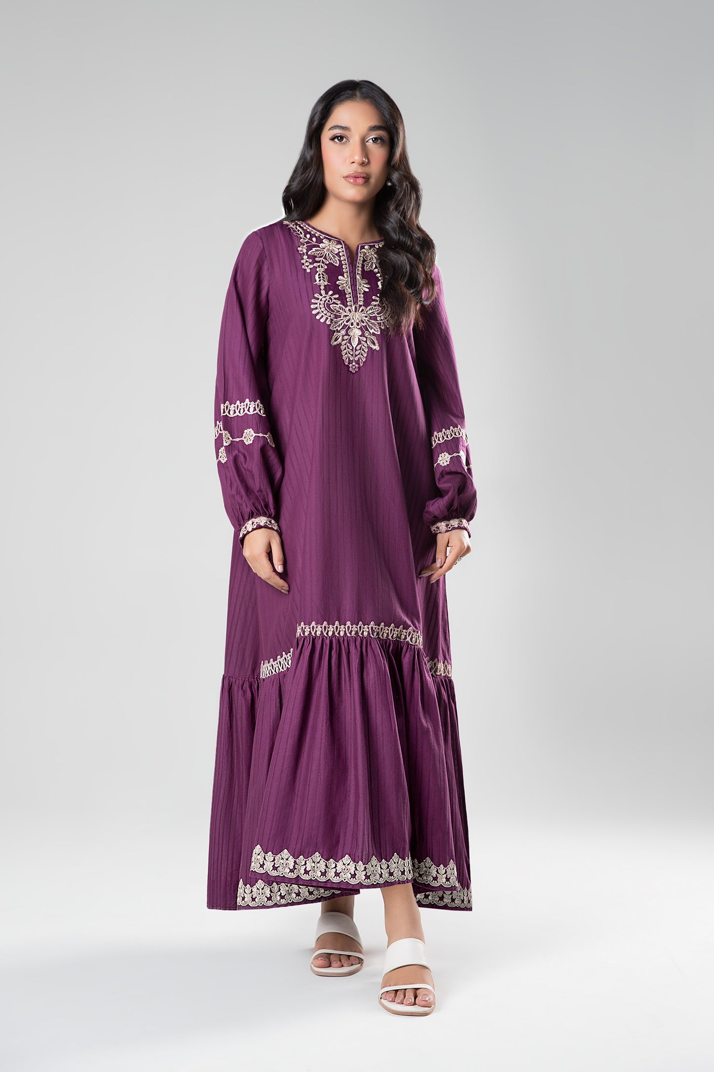 Embroidered Textured Frock