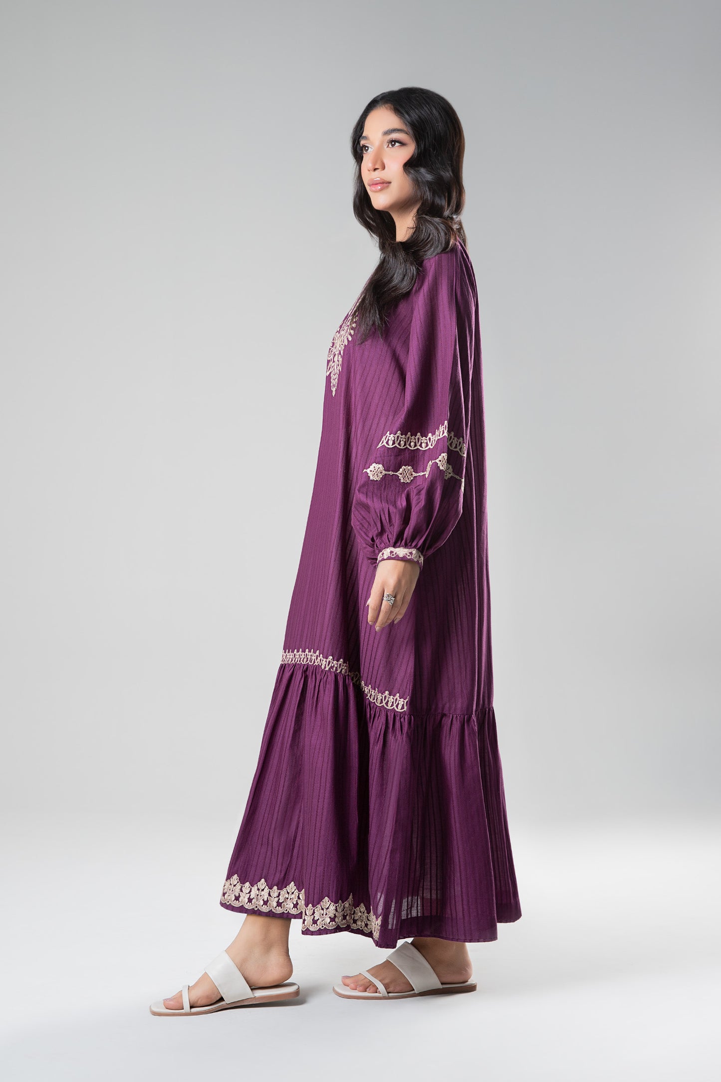 Embroidered Textured Frock