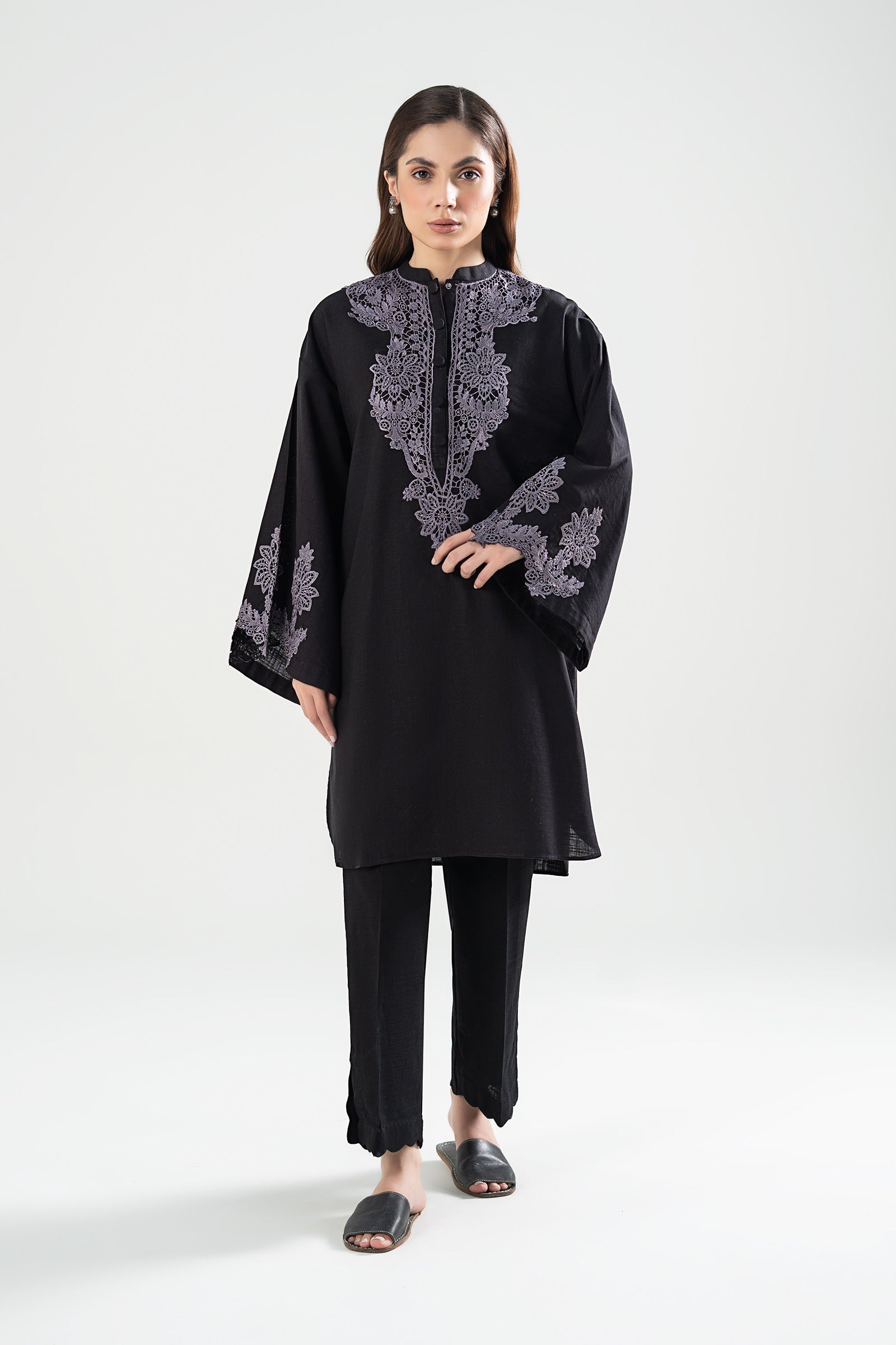 Embroidered Crosshatch Slub Shirt