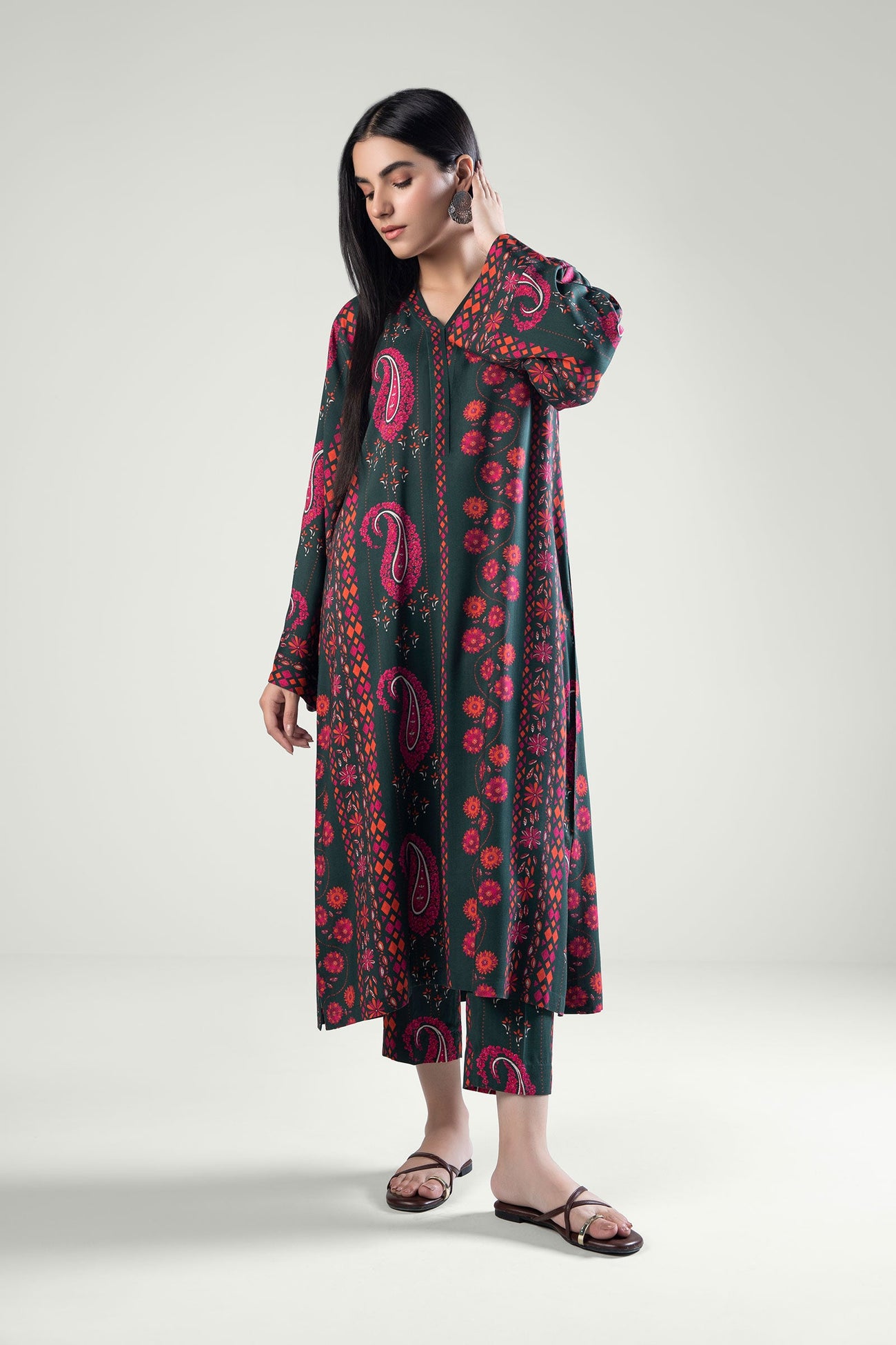 2 Pc Printed Linen Suit
