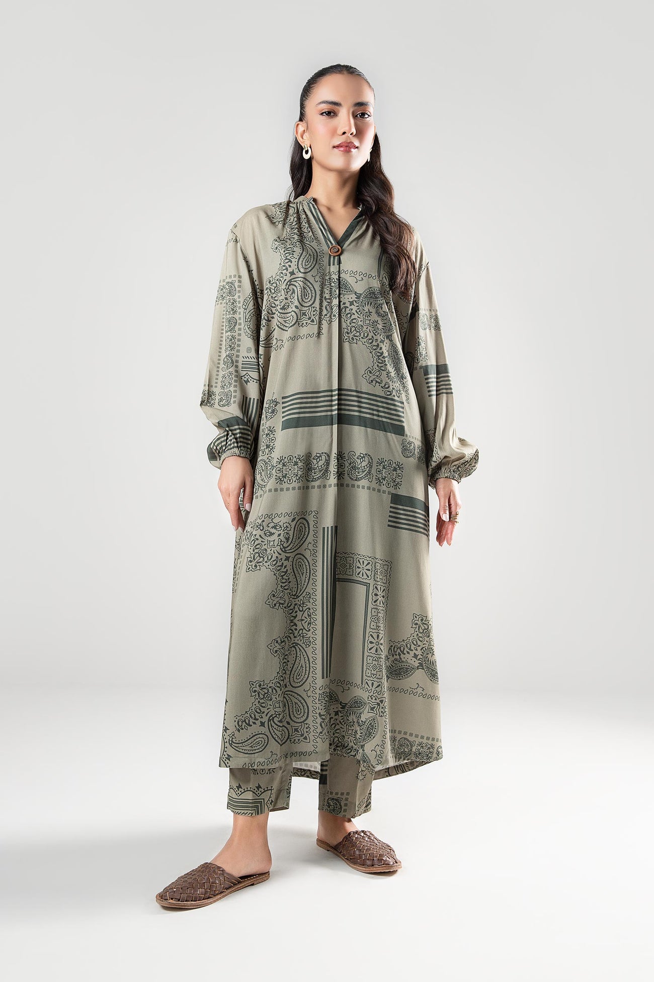 2 Pc Printed Twill Suit