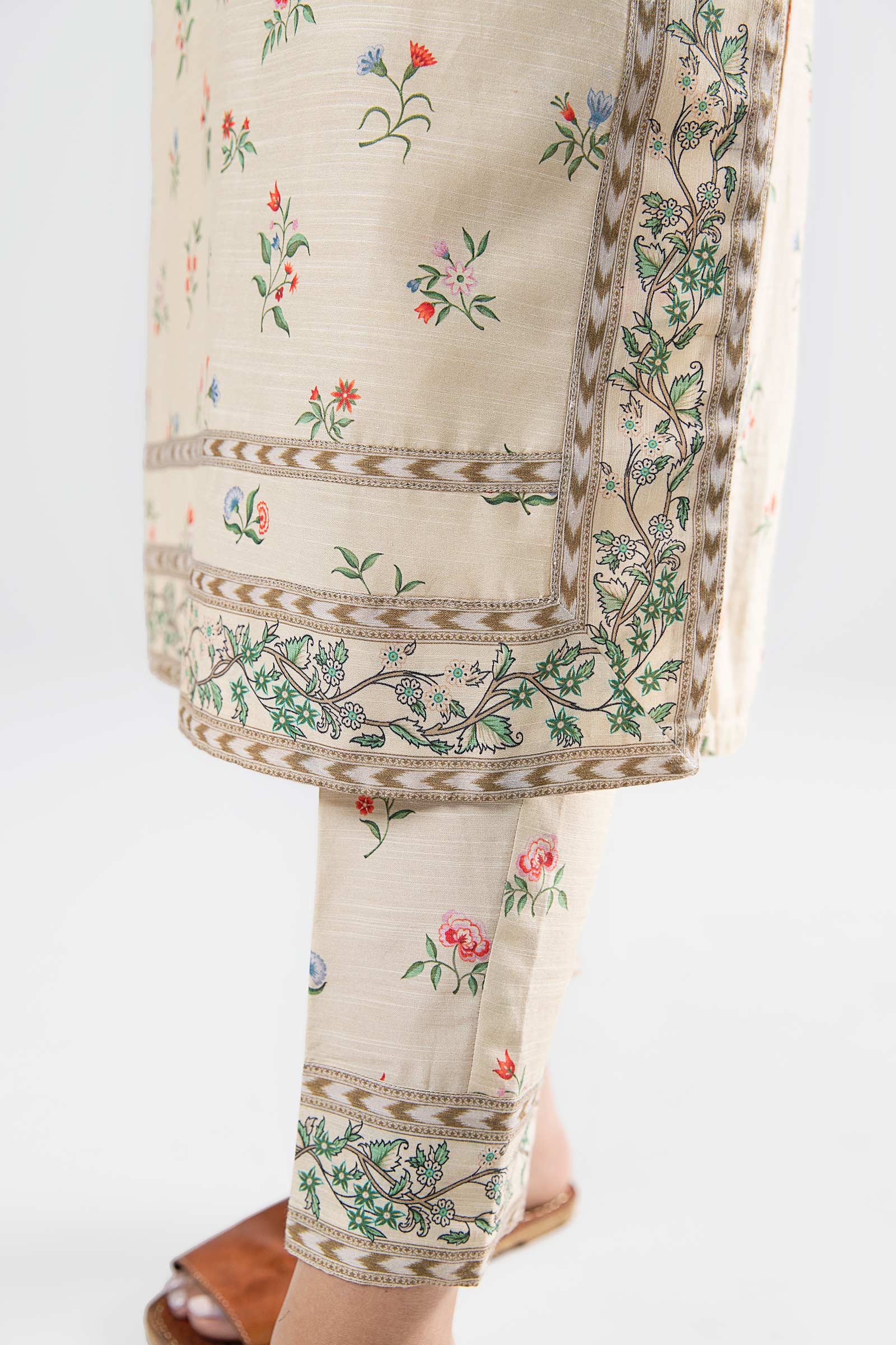 3 Pc Printed Slub Suit