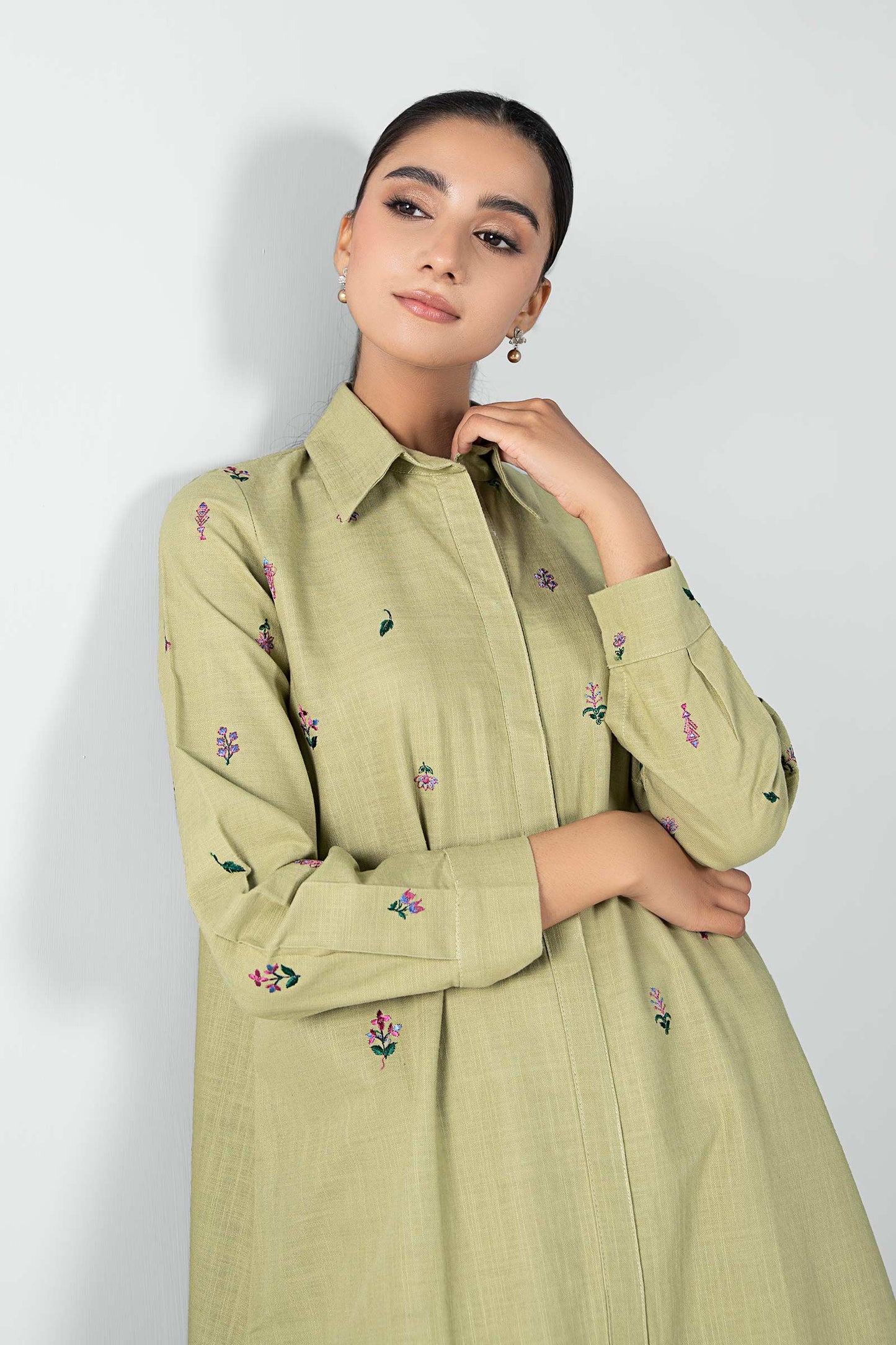 Embroidered Crosshatch Slub Tunic