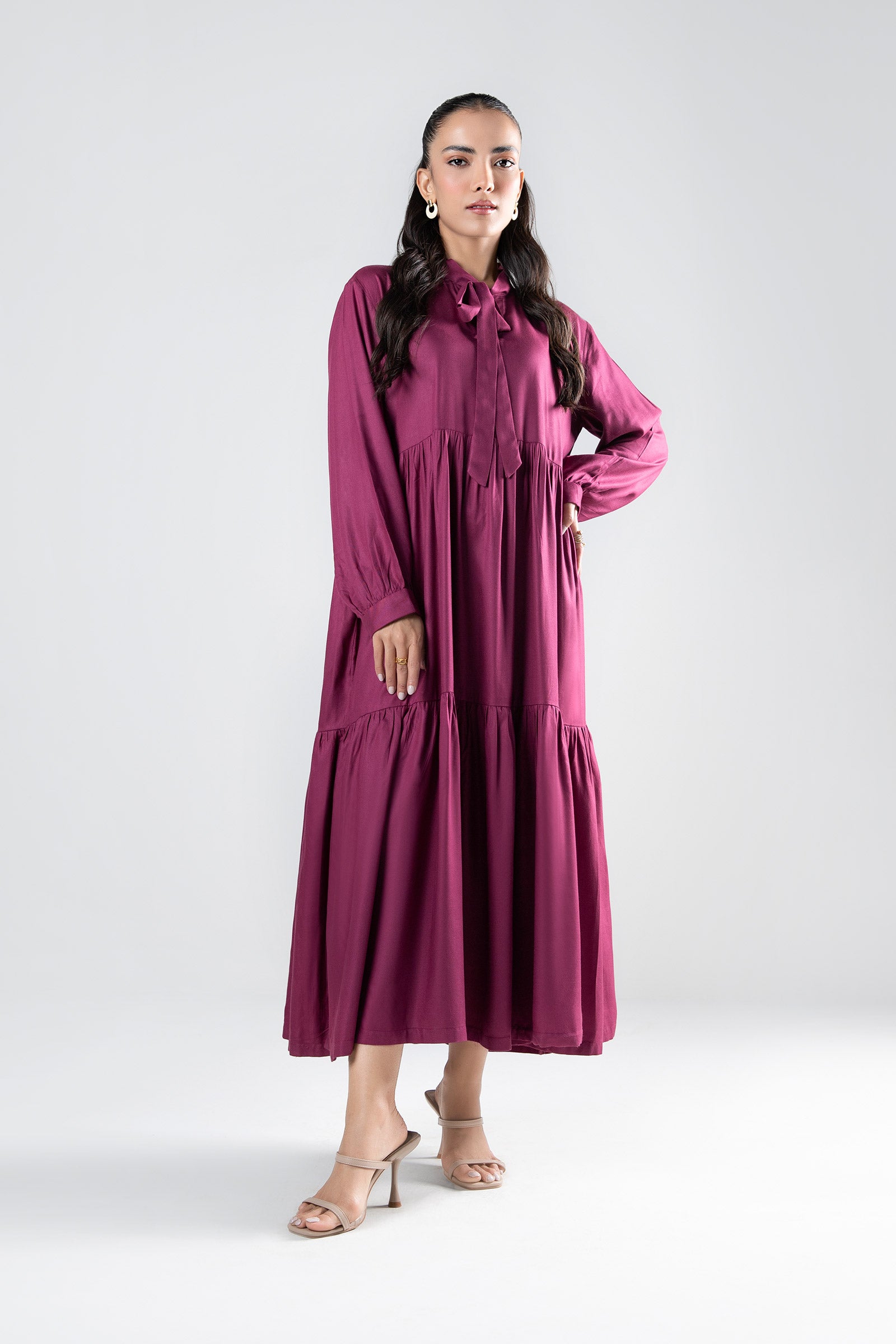 Embroidered Twill Dress