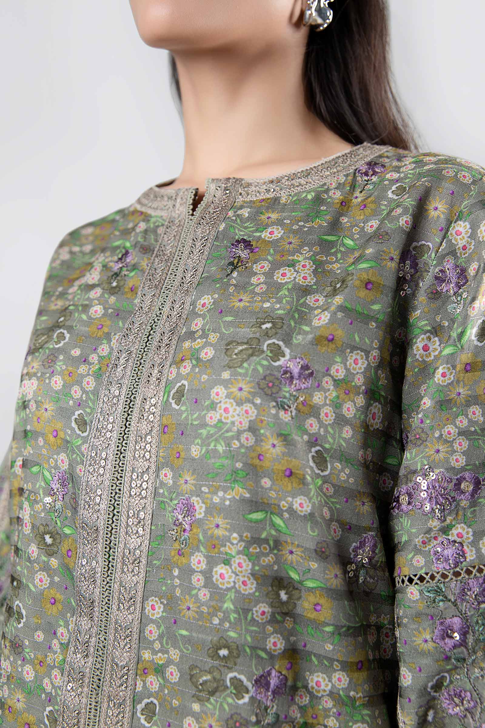 3 Pc Printed Textured Suit