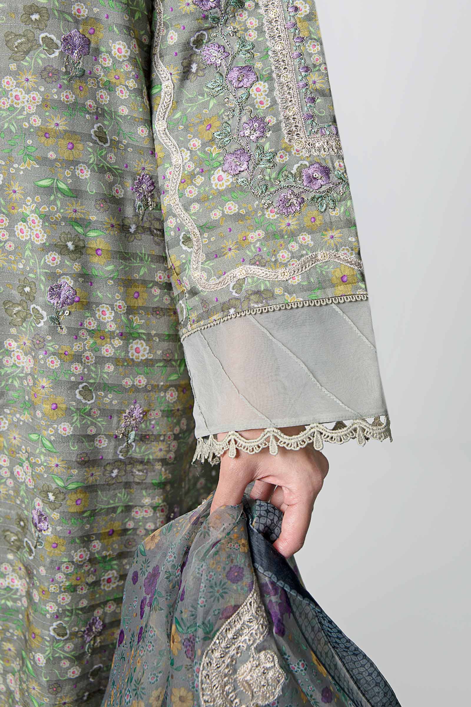 3 Pc Printed Textured Suit