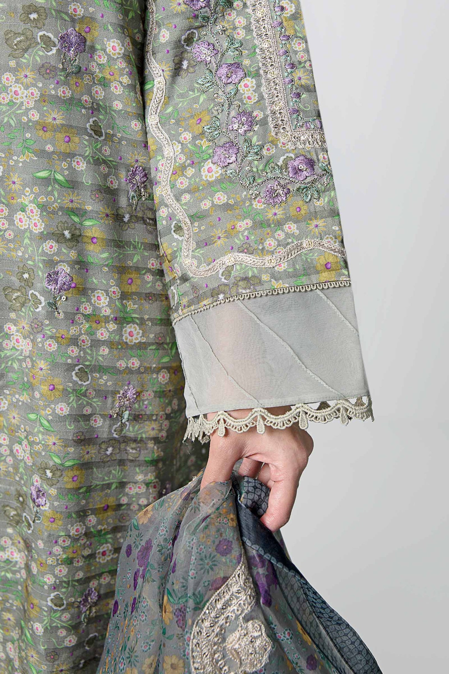 3 Pc Printed Textured Suit