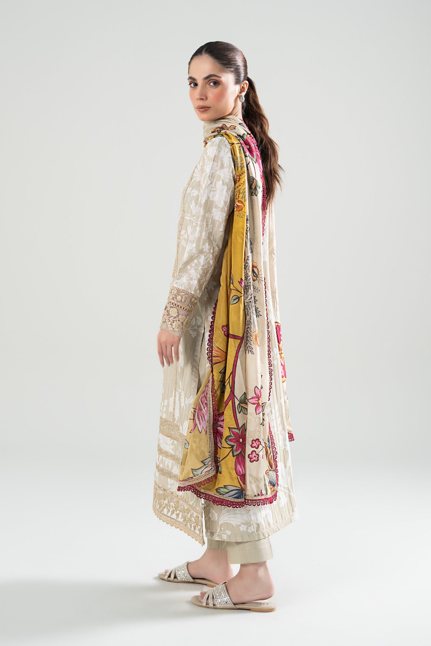 3 Pc Printed Textured Suit