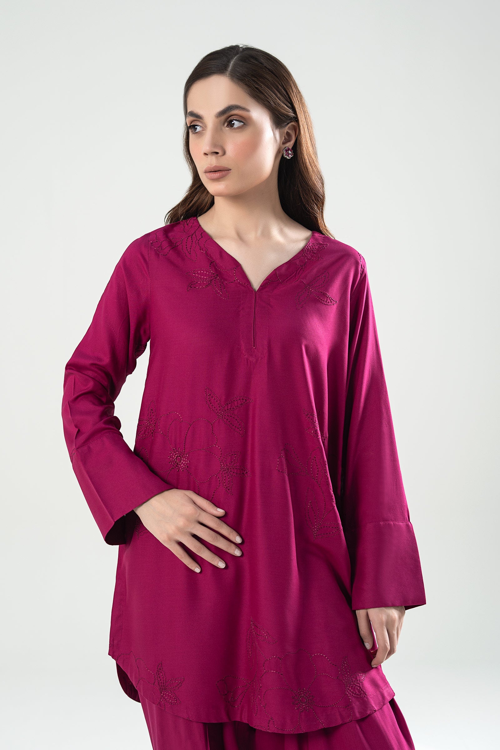 2 Pc Embroidered Linen Suit