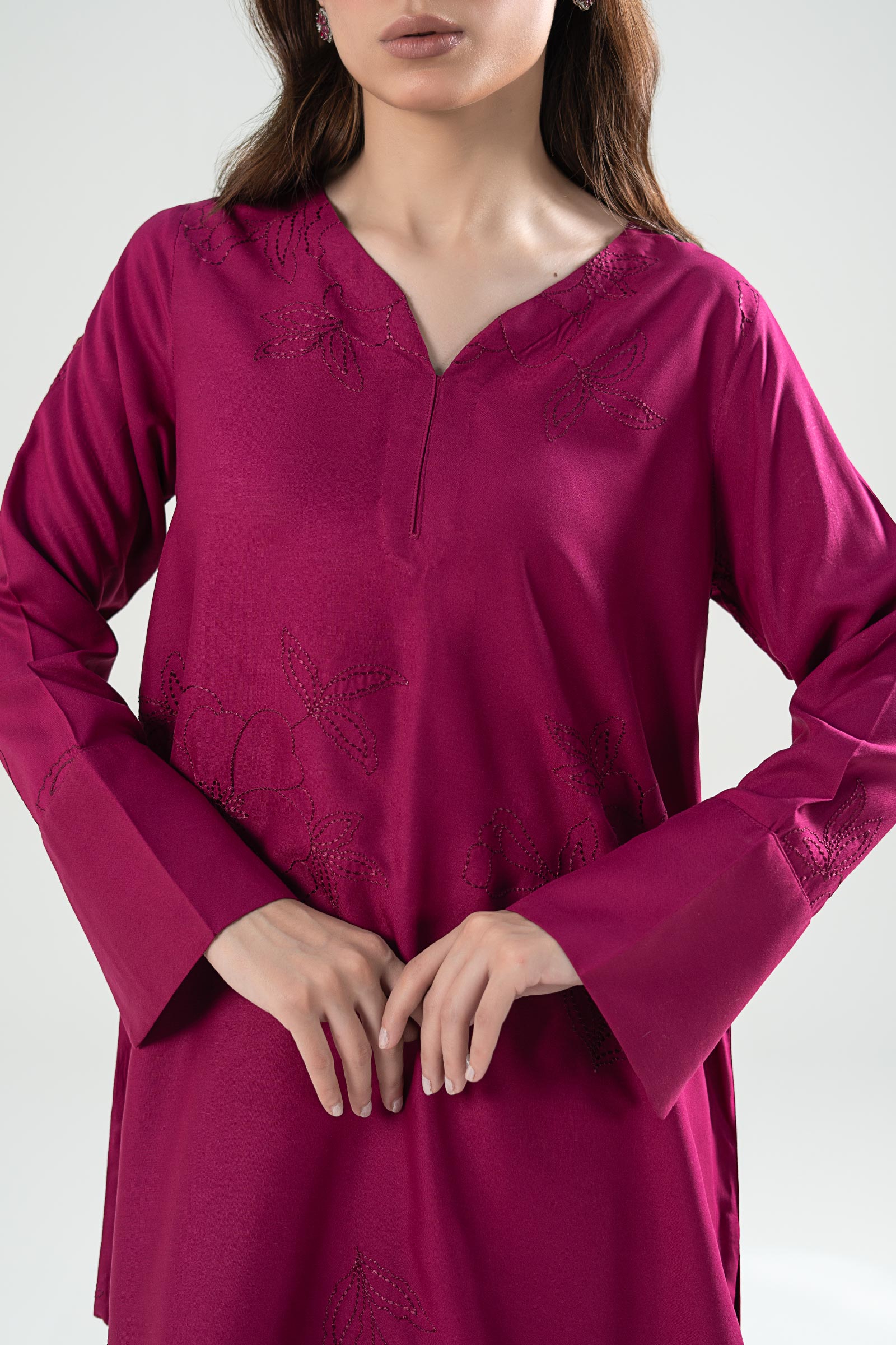 2 Pc Embroidered Linen Suit